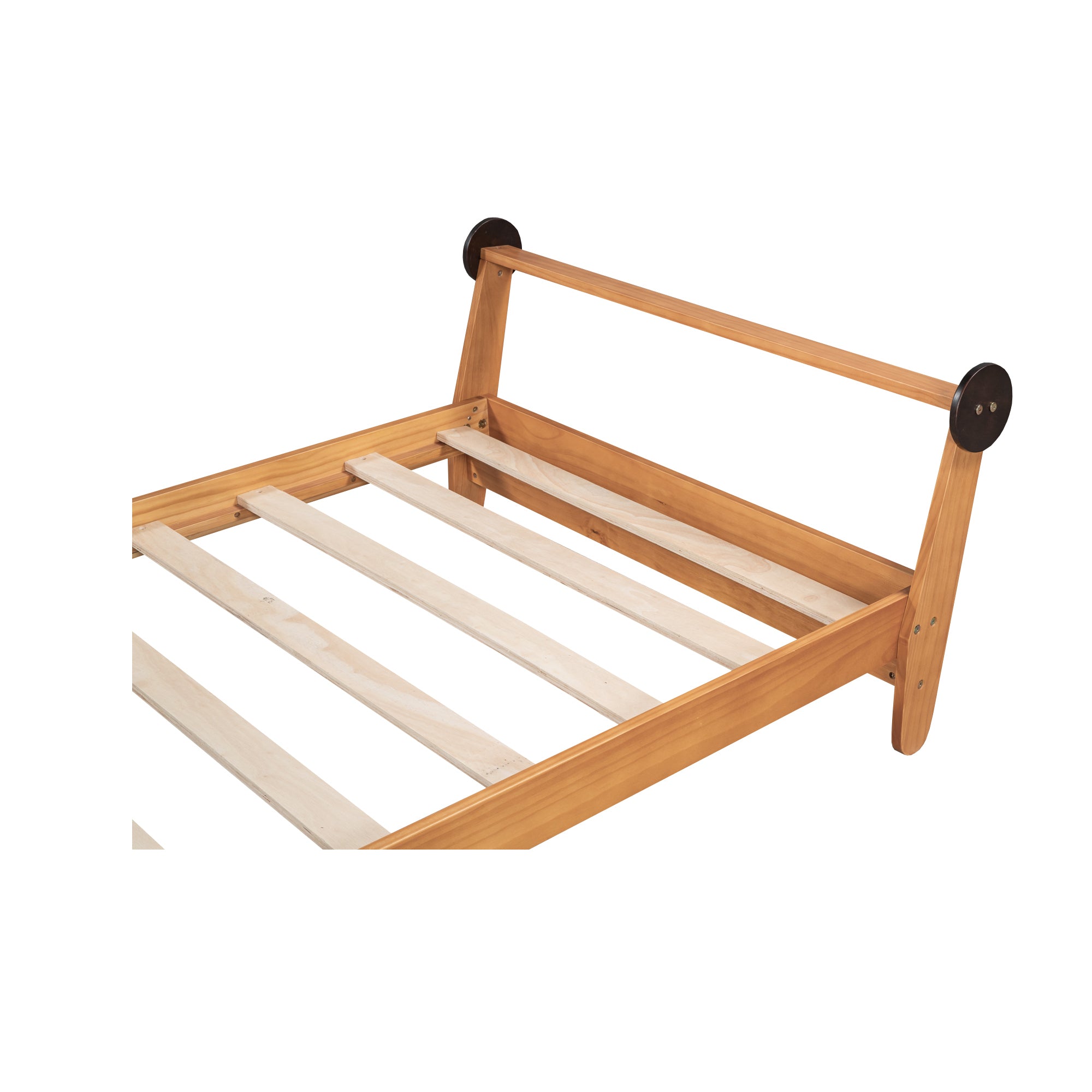 Twin Size Plane Shaped Platform Bed with Rotatable Propeller and Shelves, Natural