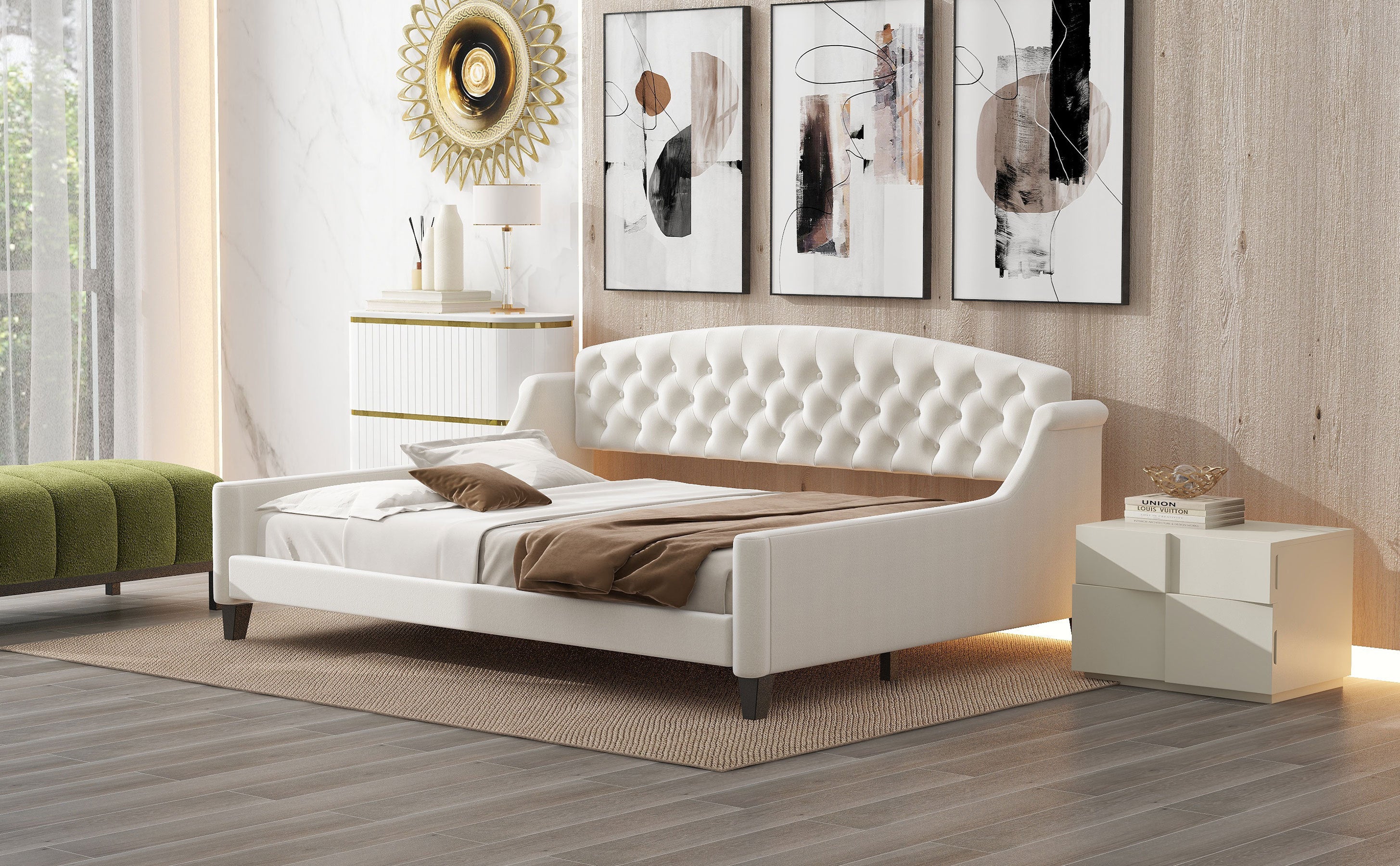 Modern Luxury Tufted Button Daybed, Full, Beige(Old SKU: SM001009AAE)