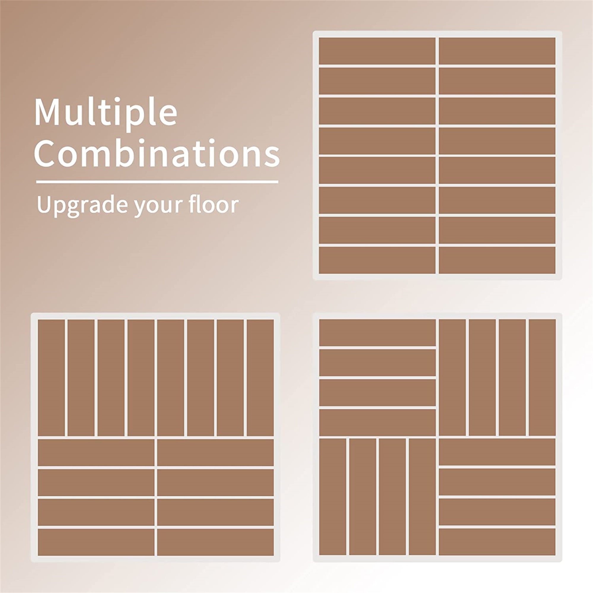 Patio Interlocking Deck Tiles, 12"x12" Square Composite Decking Tiles, Four Slat Plastic Outdoor Flooring Tile All Weather for Balcony Porch Backyard (Dark Brown, Pack of 9)
