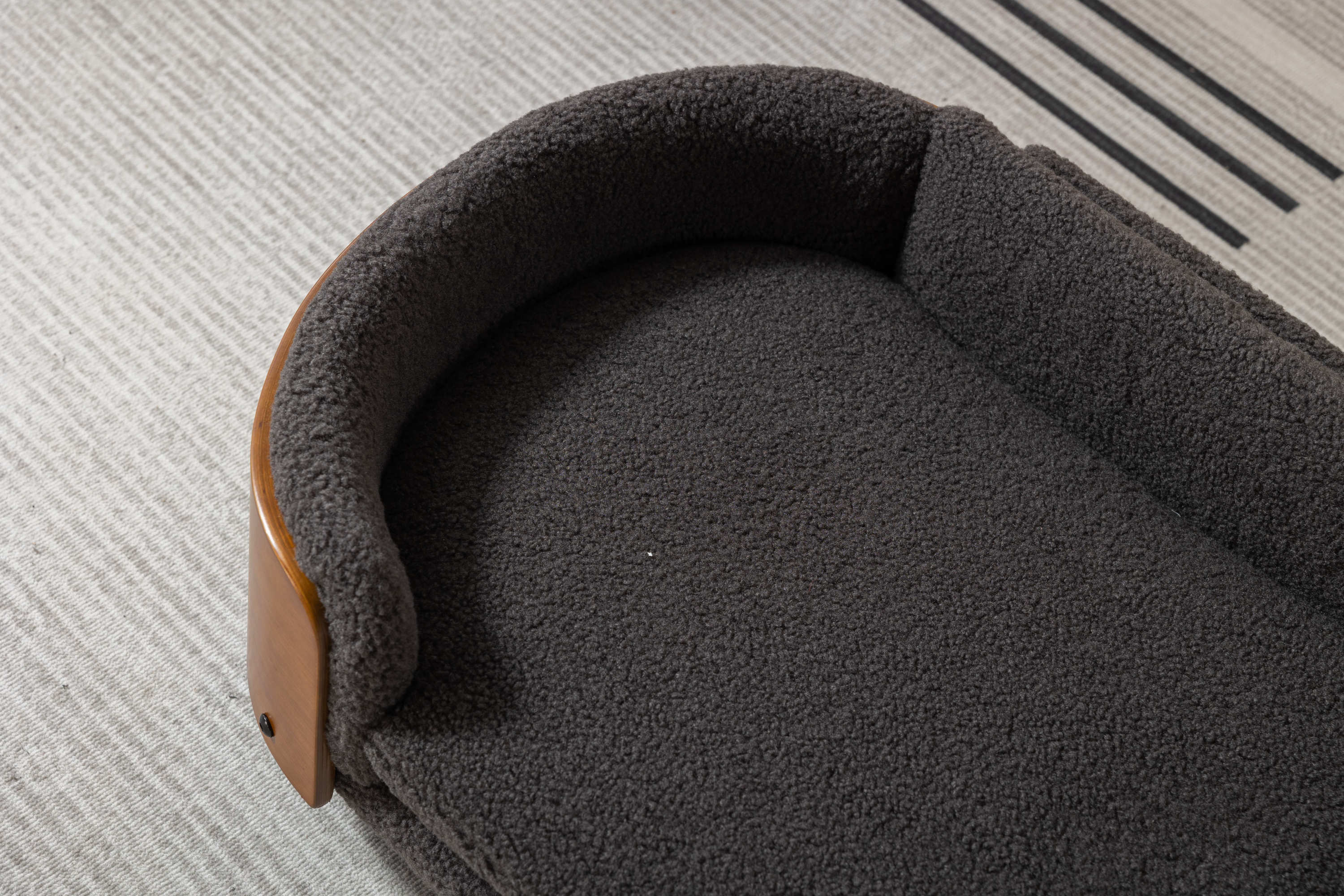 Scandinavian style Elevated Dog Bed Pet Sofa With Solid Wood legs and Walnut Bent Wood Back, Cashmere Cushion,Mid Size