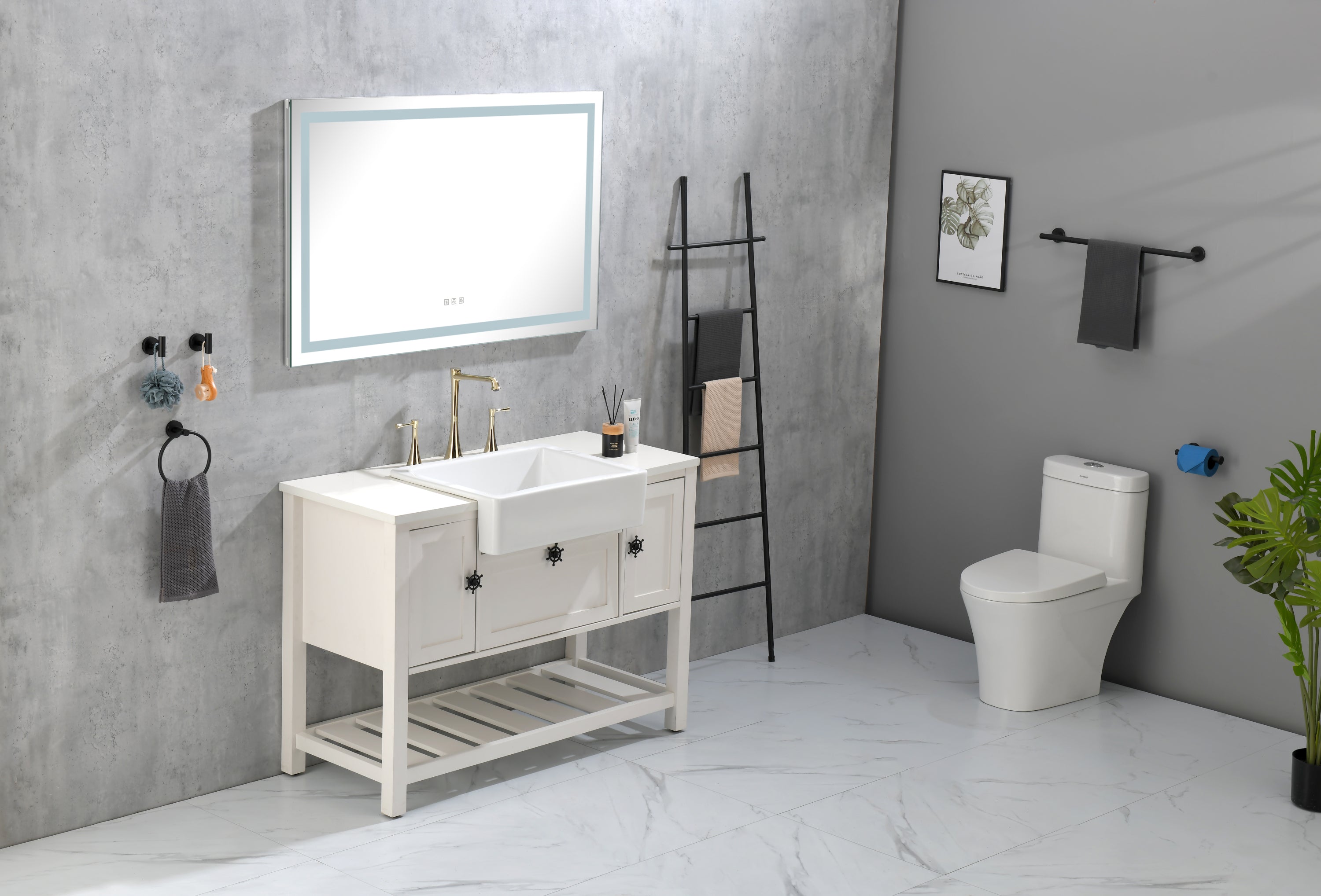 LED Bathroom Mirror  48 "x  36 " with Front and Backlight, Large Dimmable Wall Mirrors with Anti-Fog, Shatter-Proof, Memory, 3Colors, LED Vanity Mirror