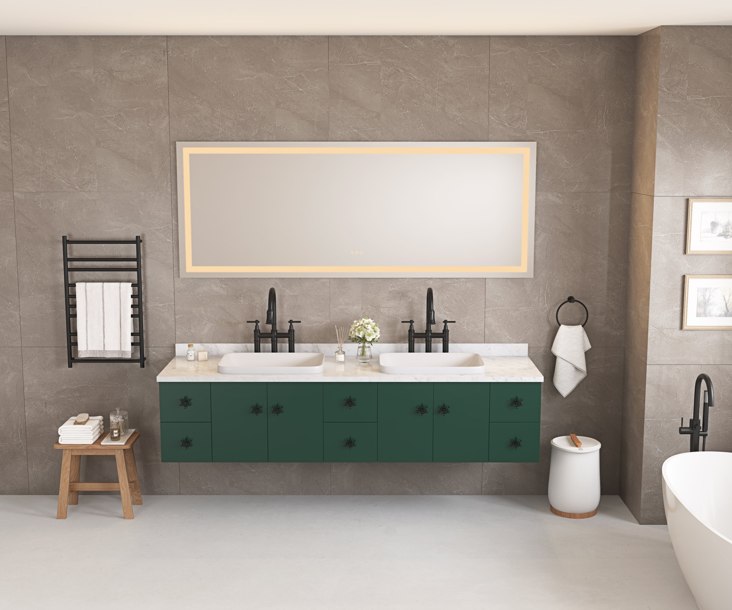 LED Bathroom Mirror 72  "x   36" with Front and Backlight, Large Dimmable Wall Mirrors with Anti-Fog, Shatter-Proof, Memory, 3 Colors, LED Vanity Mirror