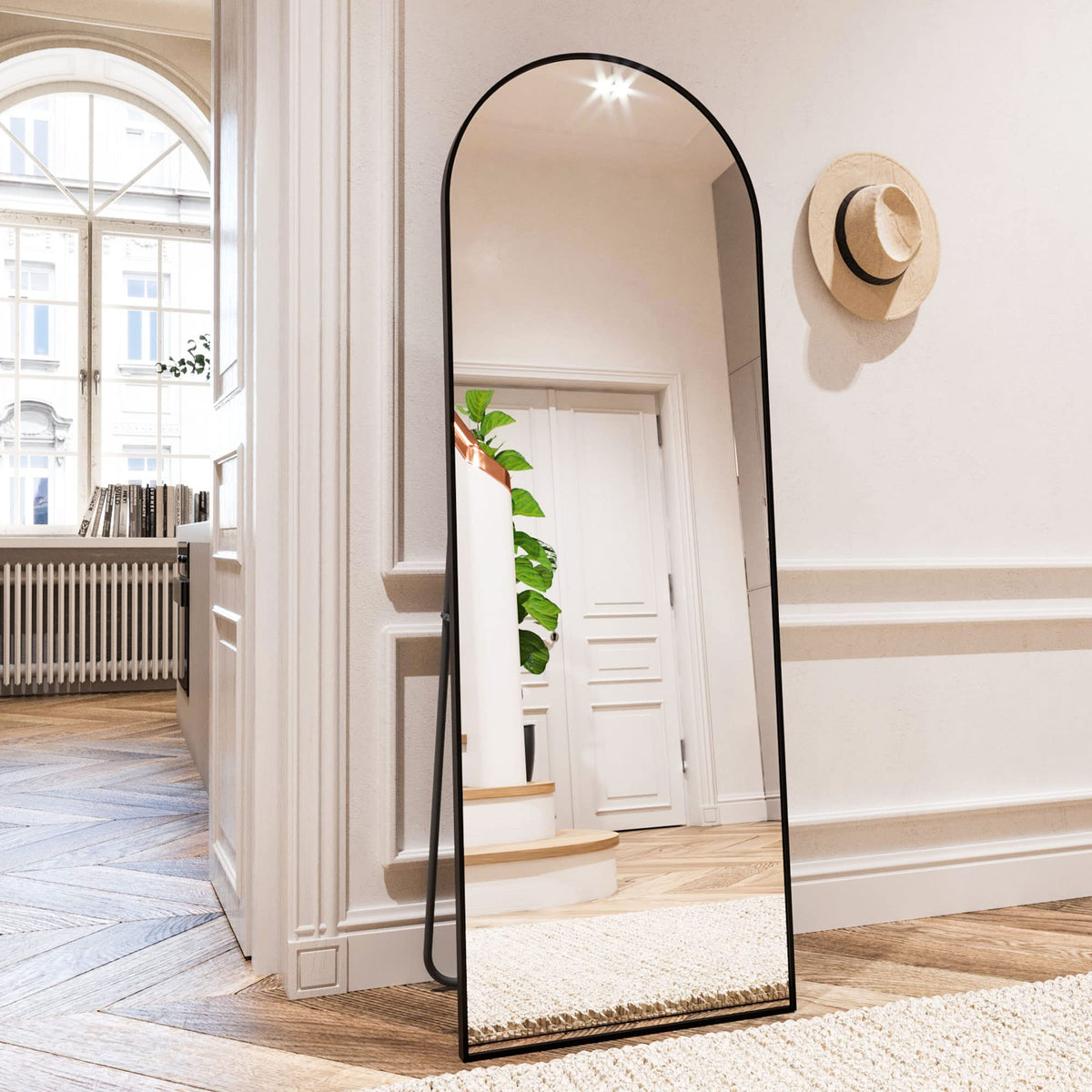 HOMLUX 21"x64" Arch Floor Length Mirror Full Length Standing Mirror Bathroom Entryway,Black