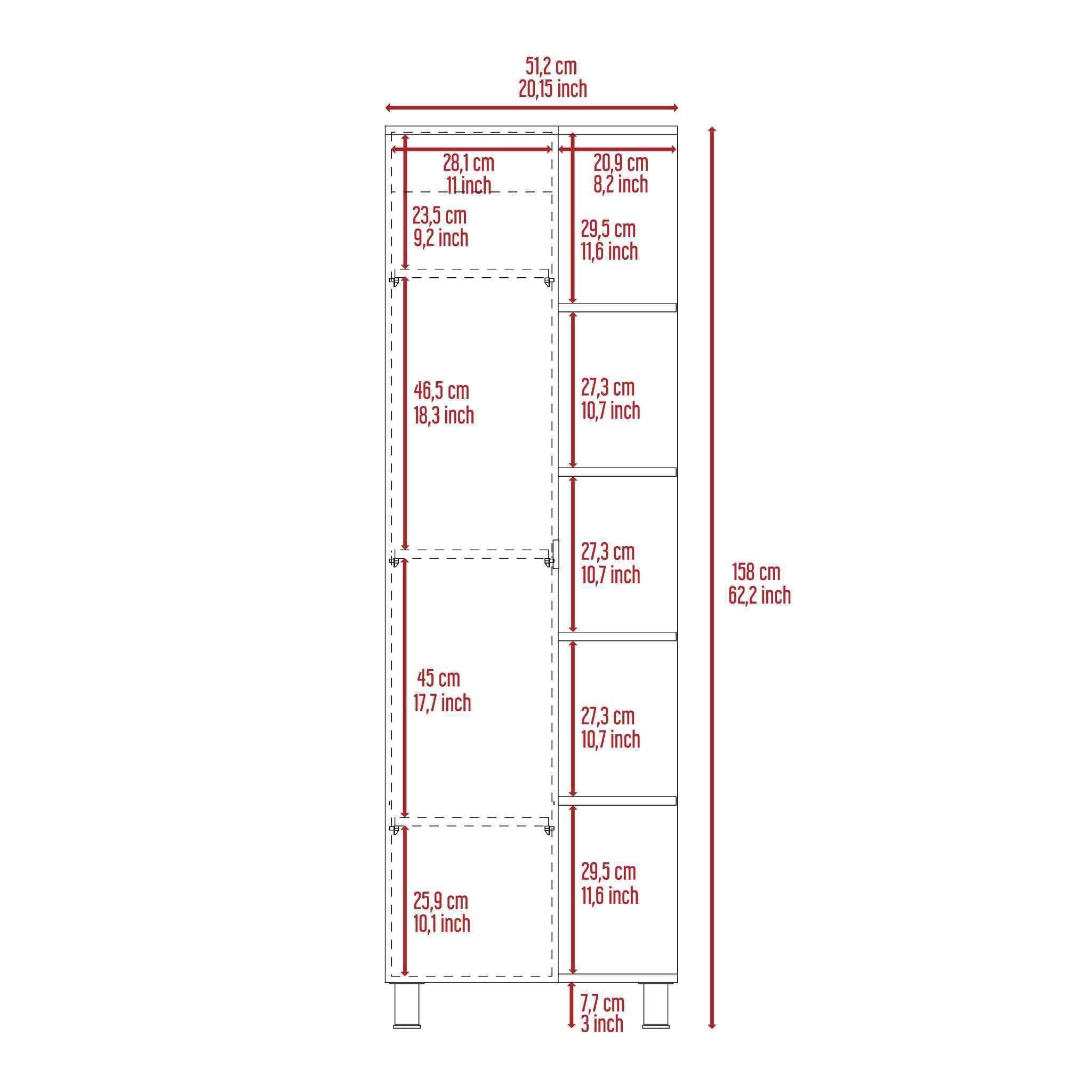 Portland 5-Shelf Linen Cabinet with Mirror Black Wengue