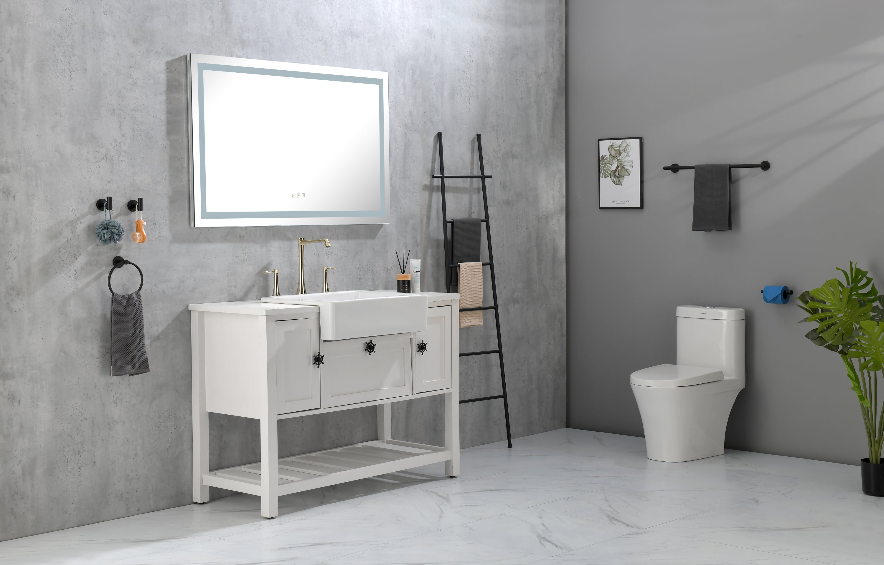 LED Bathroom Mirror  48 "x  36 " with Front and Backlight, Large Dimmable Wall Mirrors with Anti-Fog, Shatter-Proof, Memory, 3Colors, LED Vanity Mirror