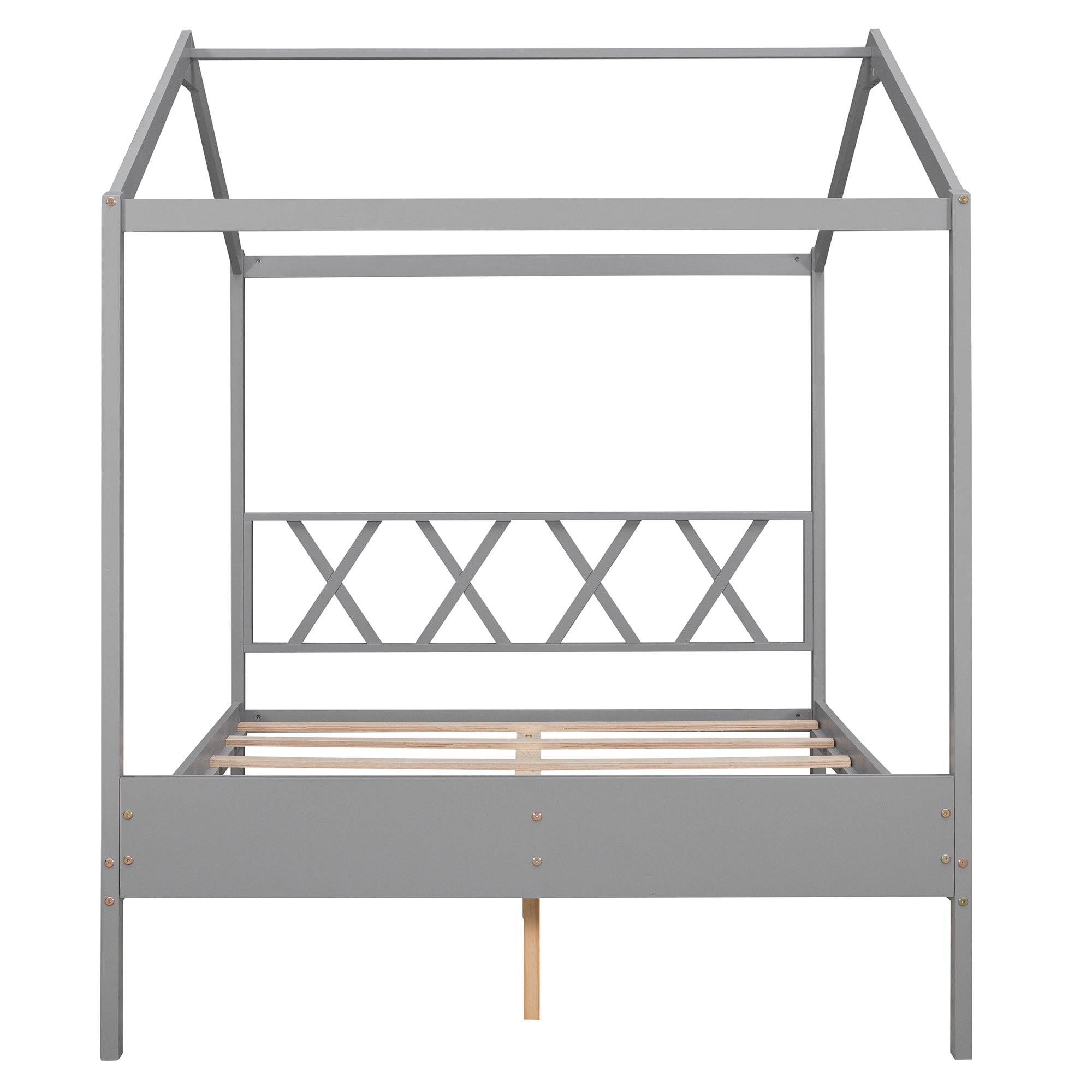 Full Size Wood House Bed with Storage Space, Gray (OLD SKU :LP000002AAE)
