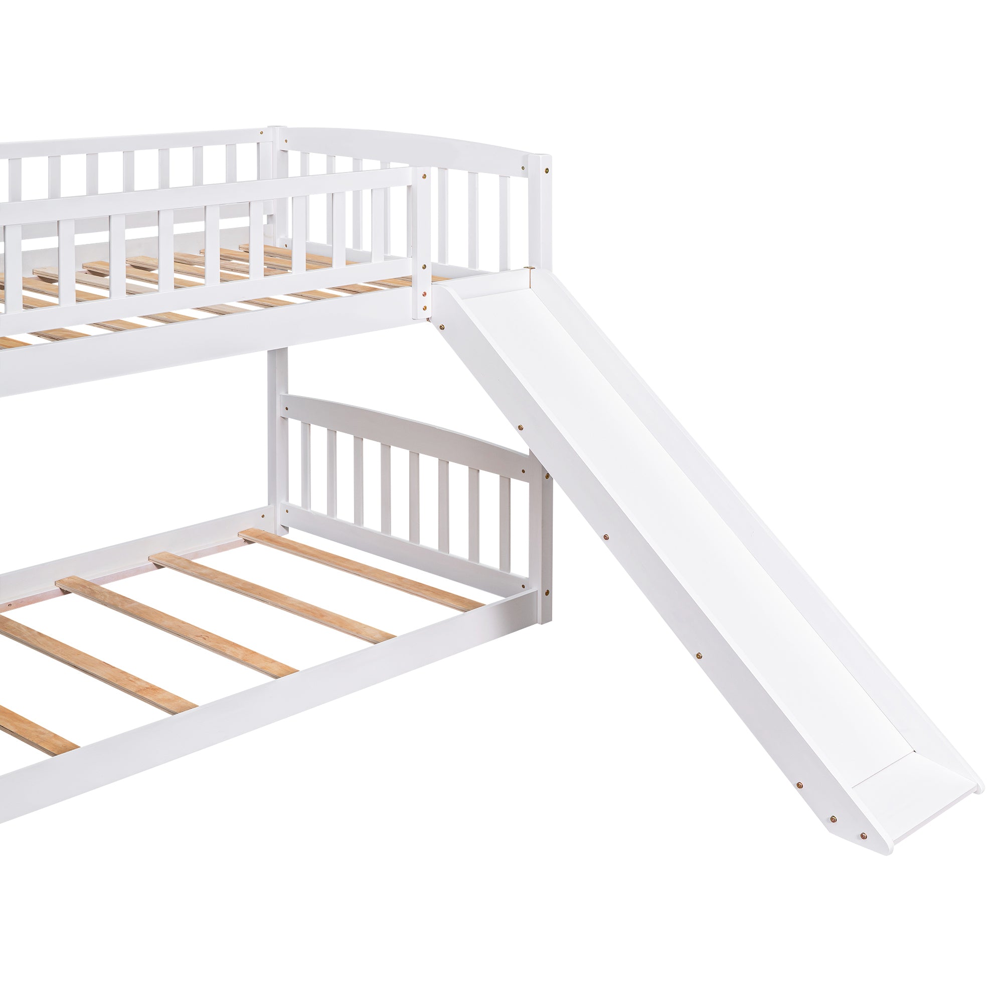 Stairway Twin over Twin Bunk Bed with Two Drawers and Slide, White(OLD SKU :LT000155AAK)