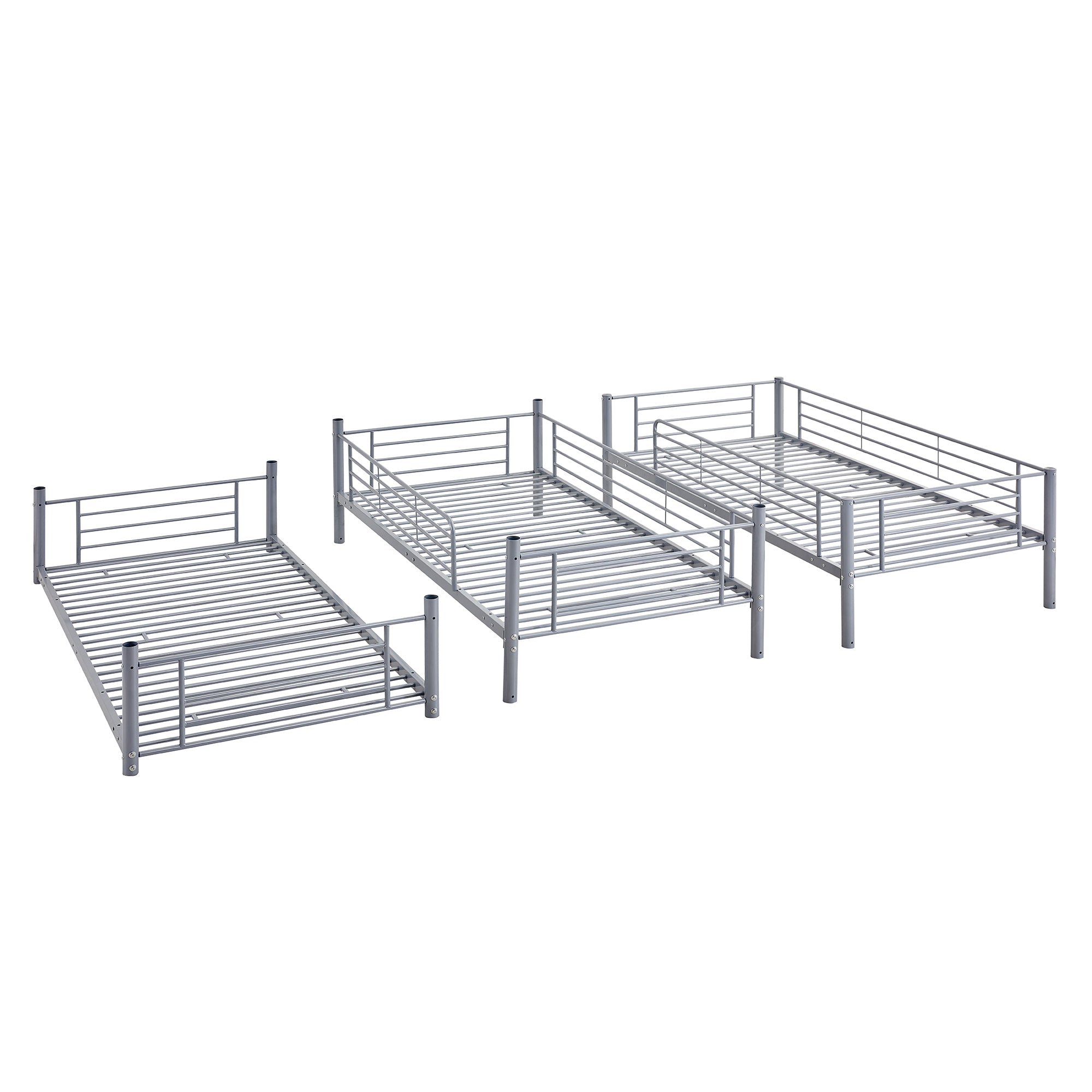 Twin-Twin-Twin Triple Bed with Built-in Ladder, Divided into Three Separate Beds,Gray(OLD SKU:LP000197AAE)