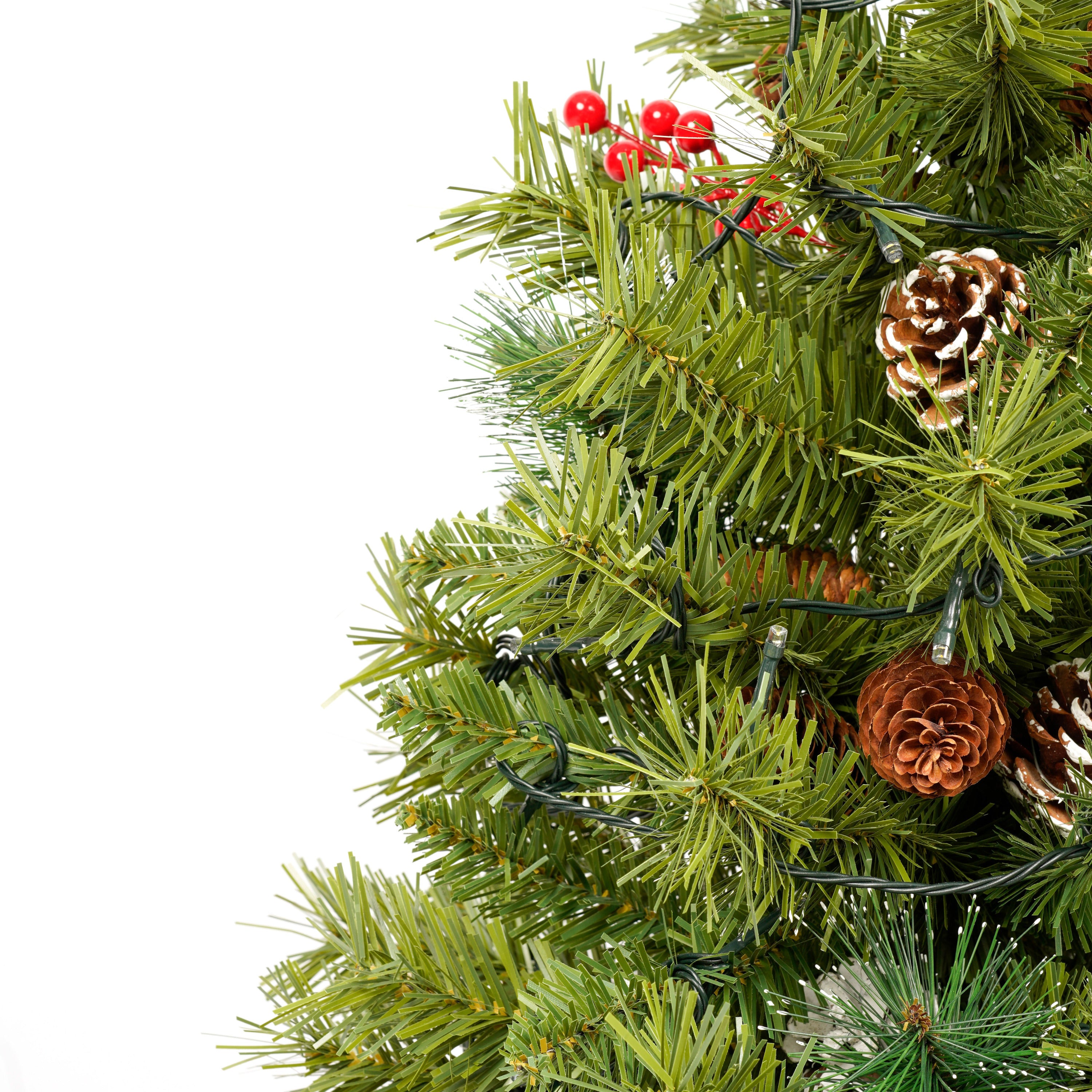 Xmas Tree Artificial Christmas 4-Piece Set,Garland, Wreath and Set of 2 3FT Entrance Trees X-mas with LED Lights, Christmas Tree