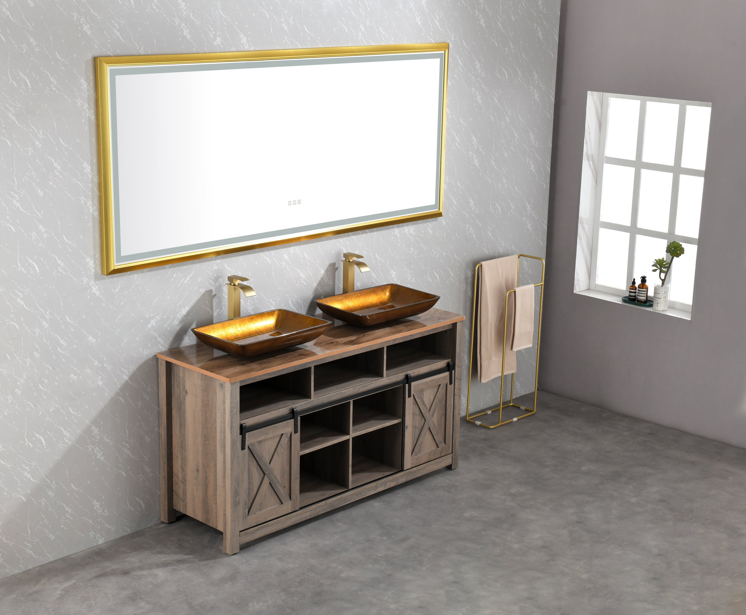 bathroom  led mirror is multi-functional and each function is controlled by a smart touch button.