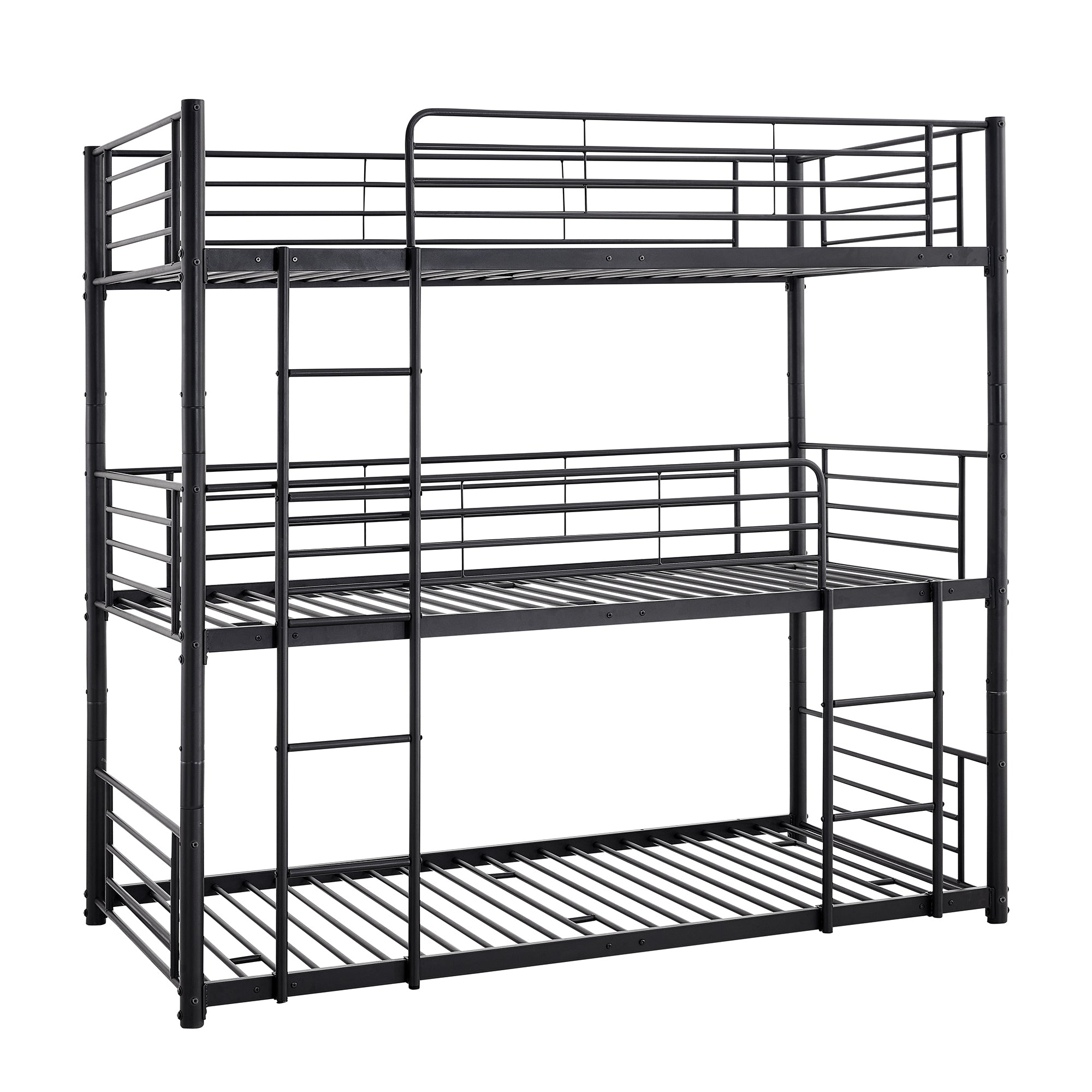 Twin-Twin-Twin Triple Bed with Built-in Ladder, Divided into Three Separate Beds,Black(OLD SKU:LP000197AAB)