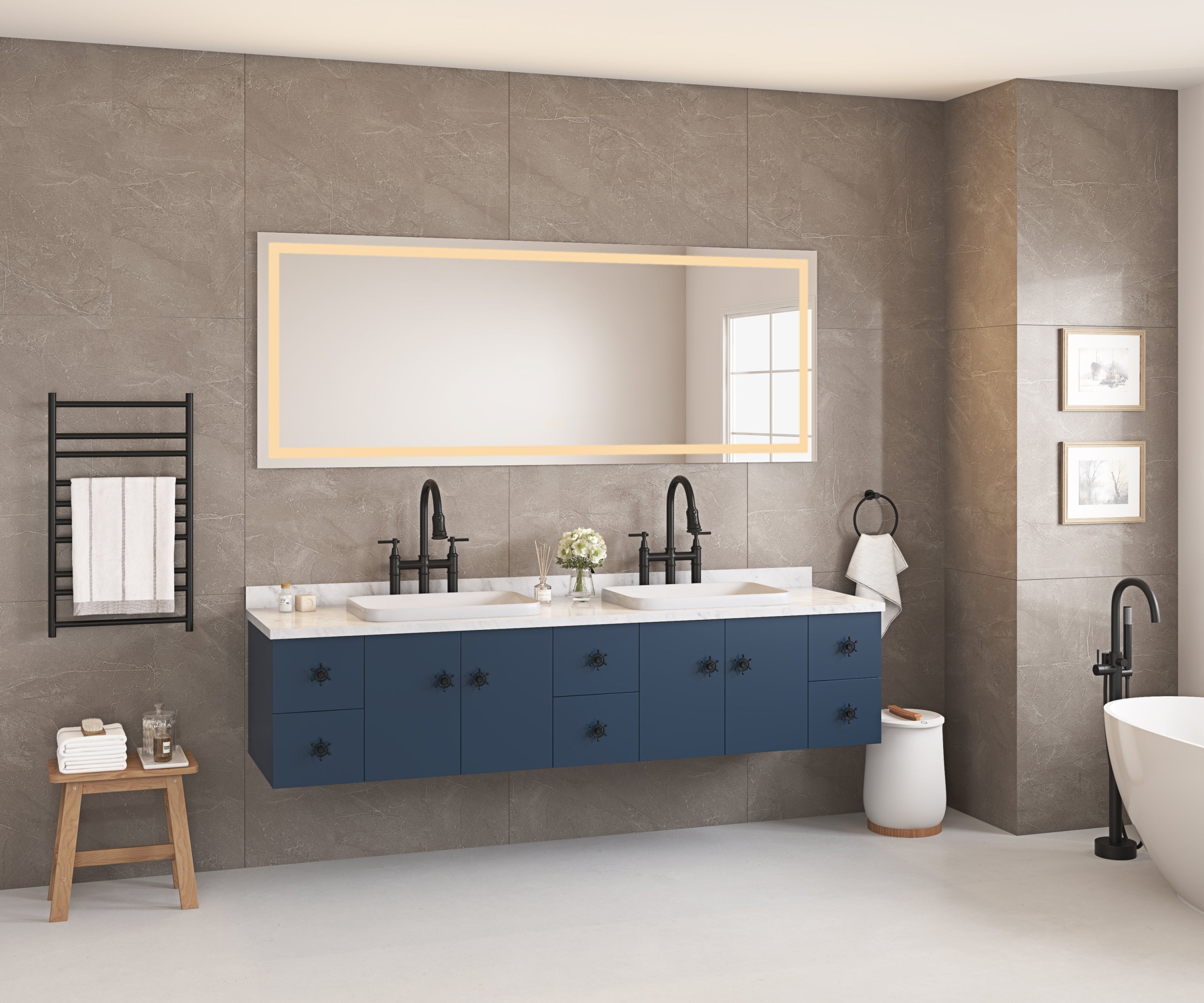 LED Bathroom Mirror 72  "x   36" with Front and Backlight, Large Dimmable Wall Mirrors with Anti-Fog, Shatter-Proof, Memory, 3 Colors, LED Vanity Mirror