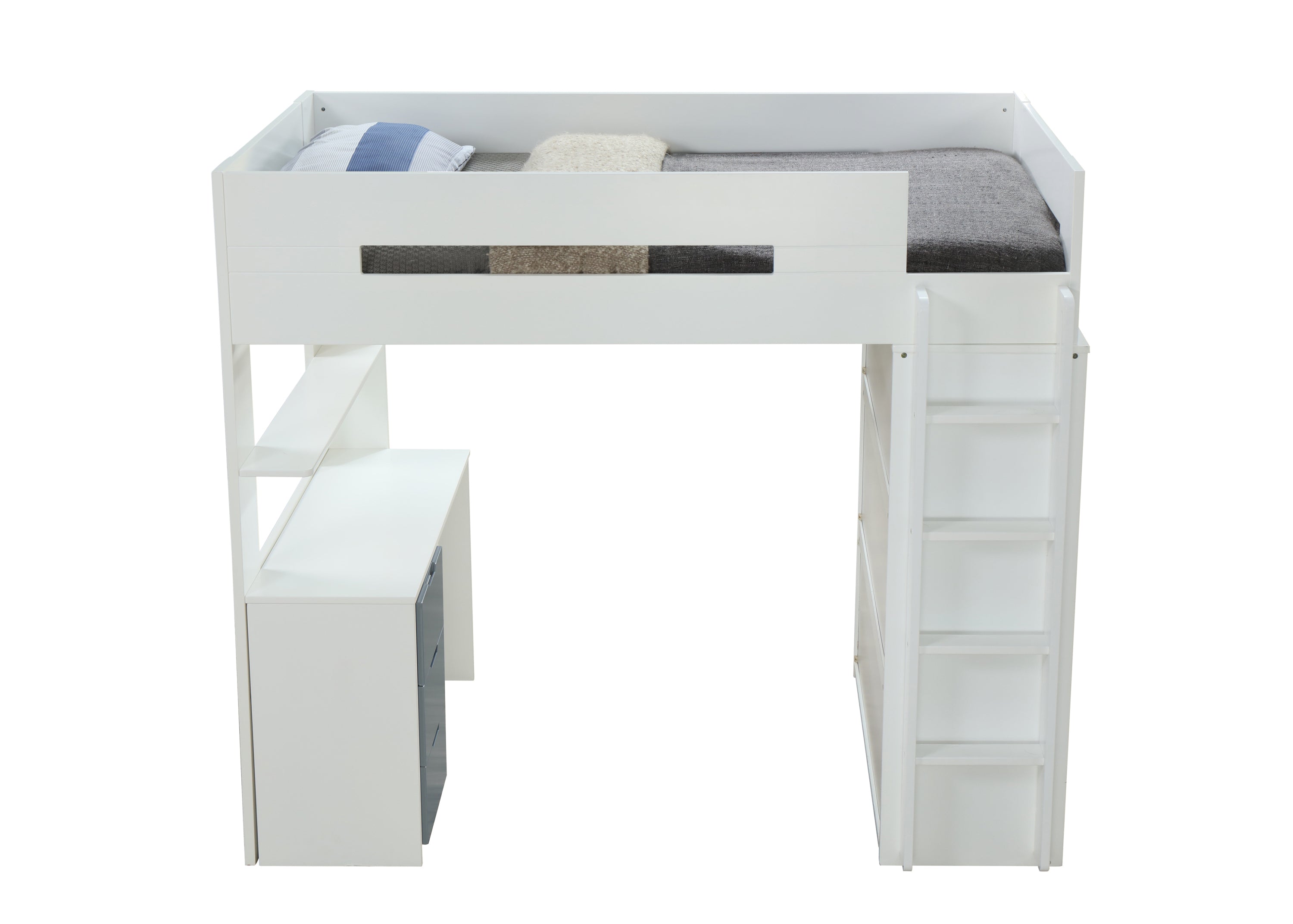 Nerice Loft Bed in White & Gray 38050