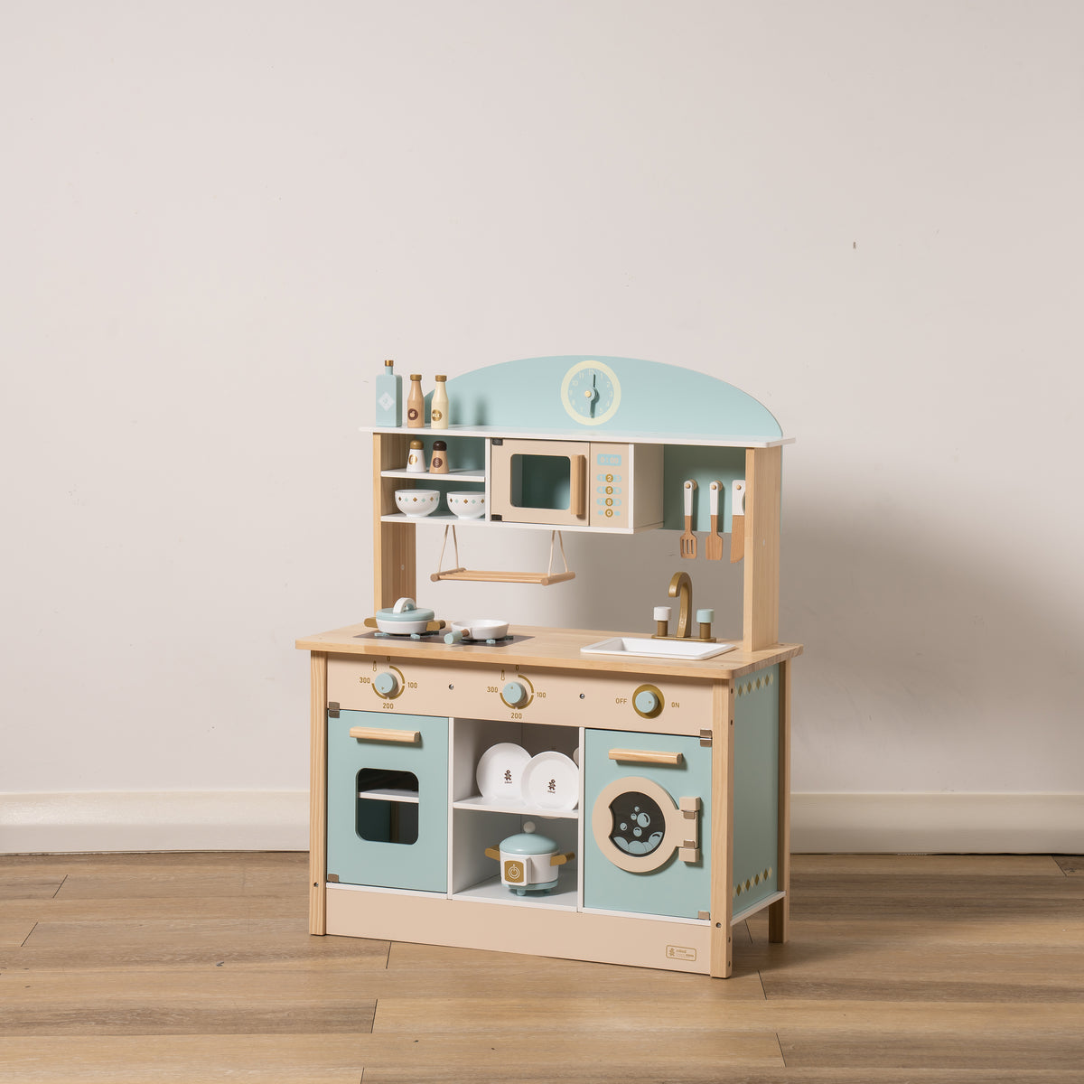 Modern Style Toy Kitchen Set for Boys& Girls 3+, Great Gift for Christmas, Party, Birthday(Blue & Gold)