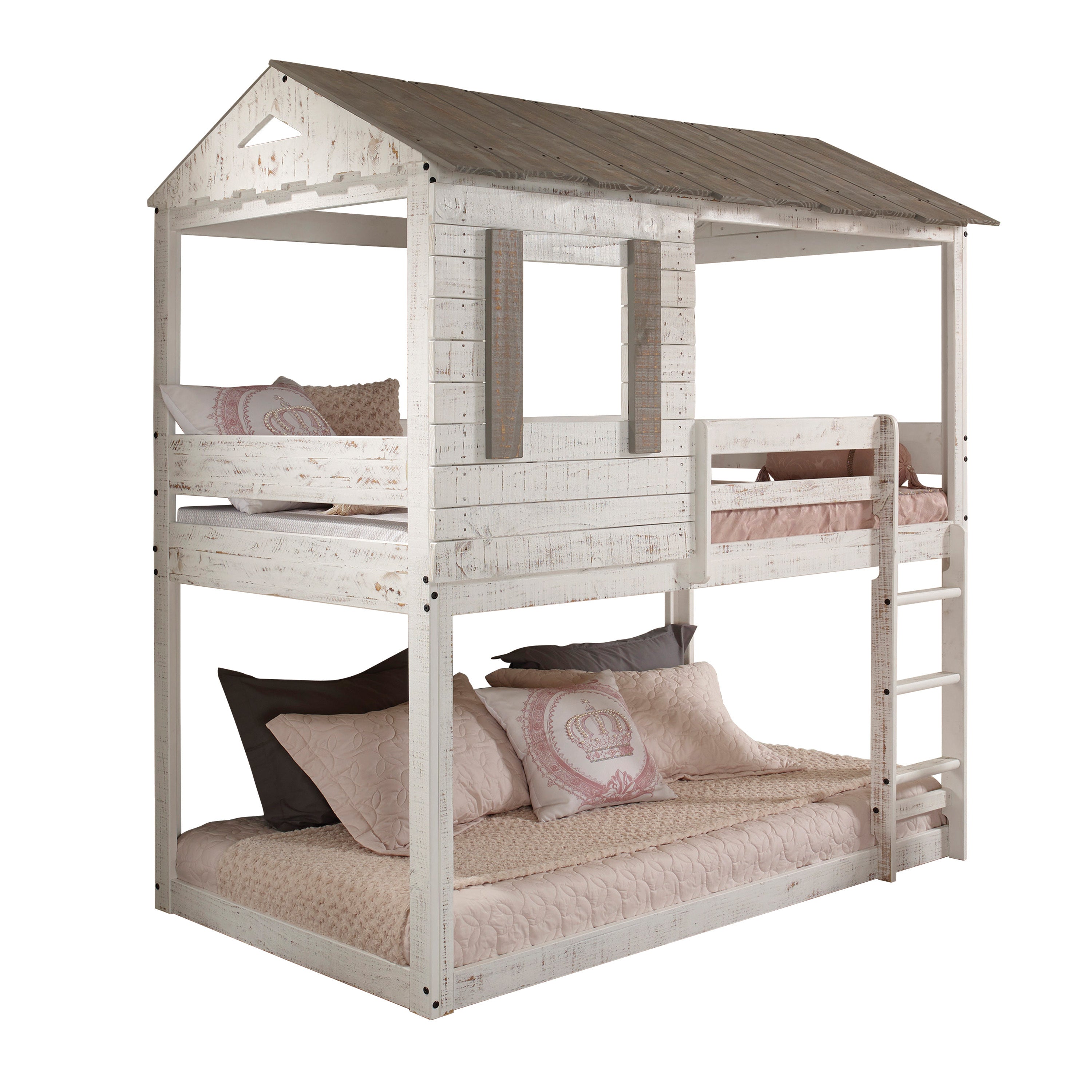 Darlene Twin/Twin Bunk Bed, Rustic White 38135