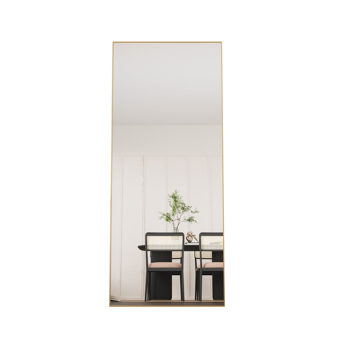 square rounded corners  Full Length Mirror Floor Mirror Hanging Standing or Leaning, Bedroom Mirror Wall-Mounted Mirror Dressing Mirror with Gold Aluminum Alloy Frame,"71"×"32"