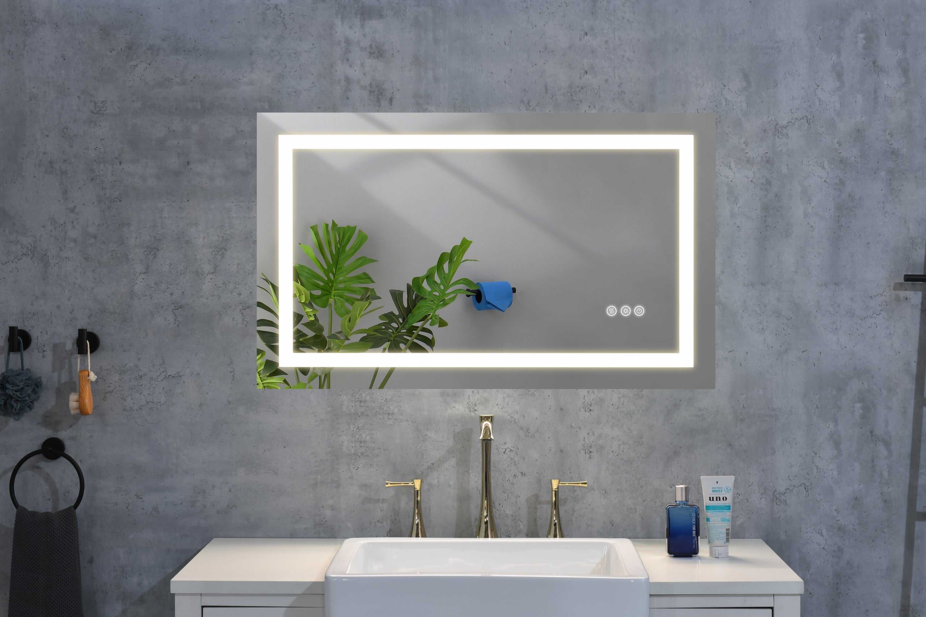 LED Bathroom Mirror  36 "x 30  " with Front and Backlight, Large Dimmable Wall Mirrors with Anti-Fog, Shatter-Proof, Memory, 3 Colors, LED Vanity Mirror