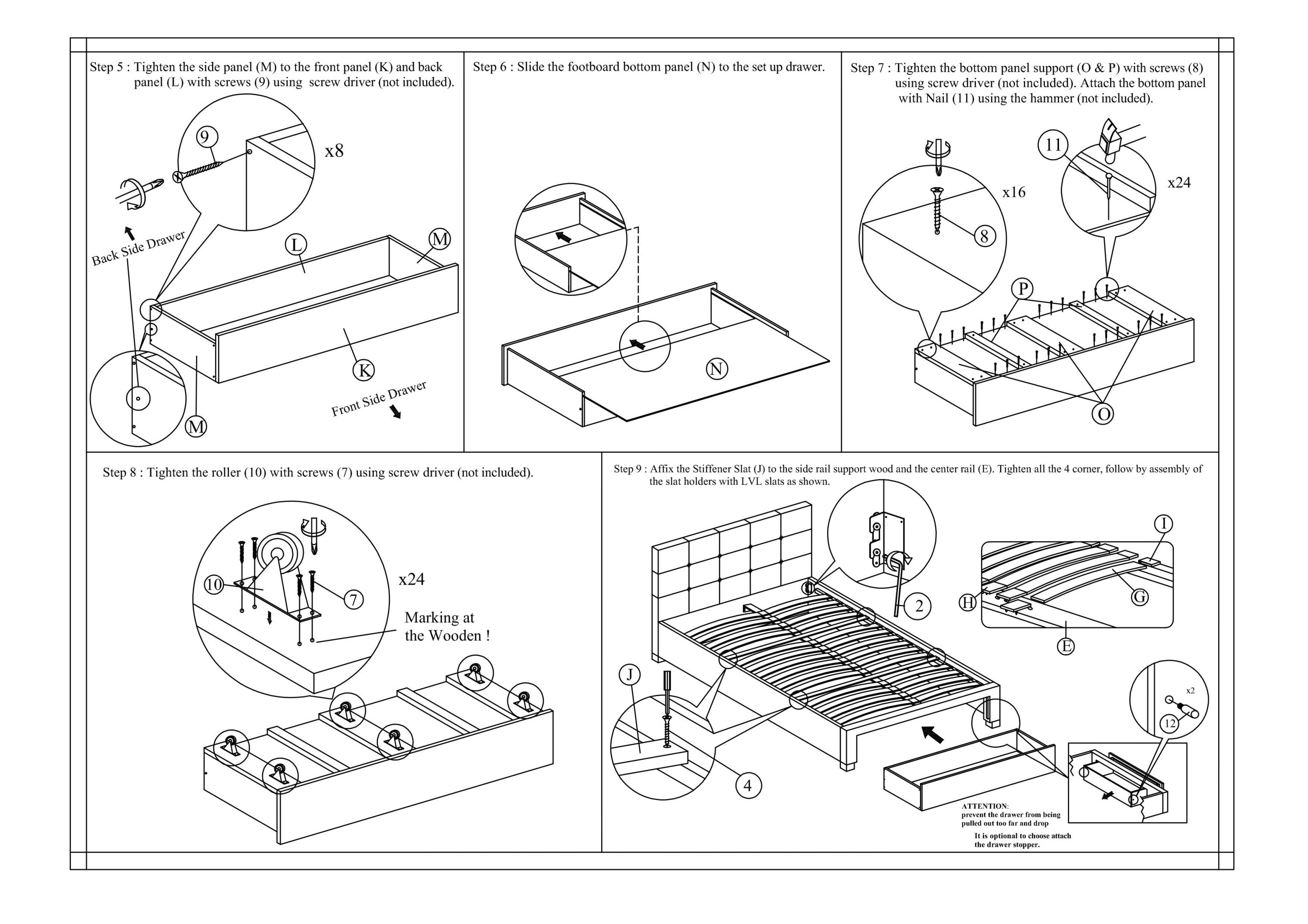 Bedroom Furniture Black Storage Under Bed Queen Size bed Faux Leather upholstered