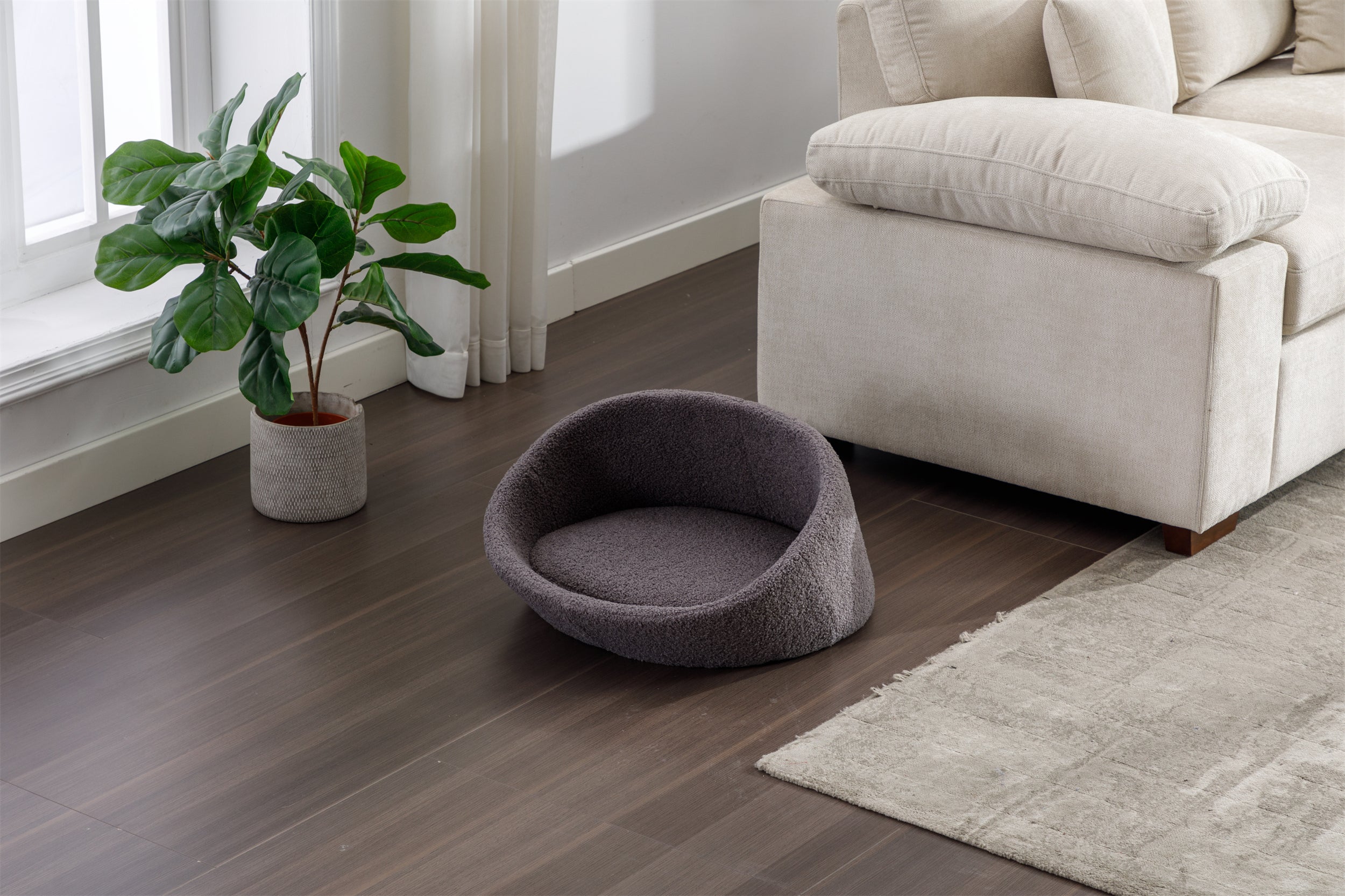 PANGPANG Cat Bed Pet Sofa With Solid Wood frame, Cashmere cover,Mid Size,GREY