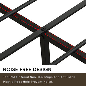 Queen Size Metal Platform Bed Frame with Wood Headboard and Footboard, Heavy Duty Mattress Foundation with Slat Support, Easy Assembly, Noise-Free, No Box Spring Needed