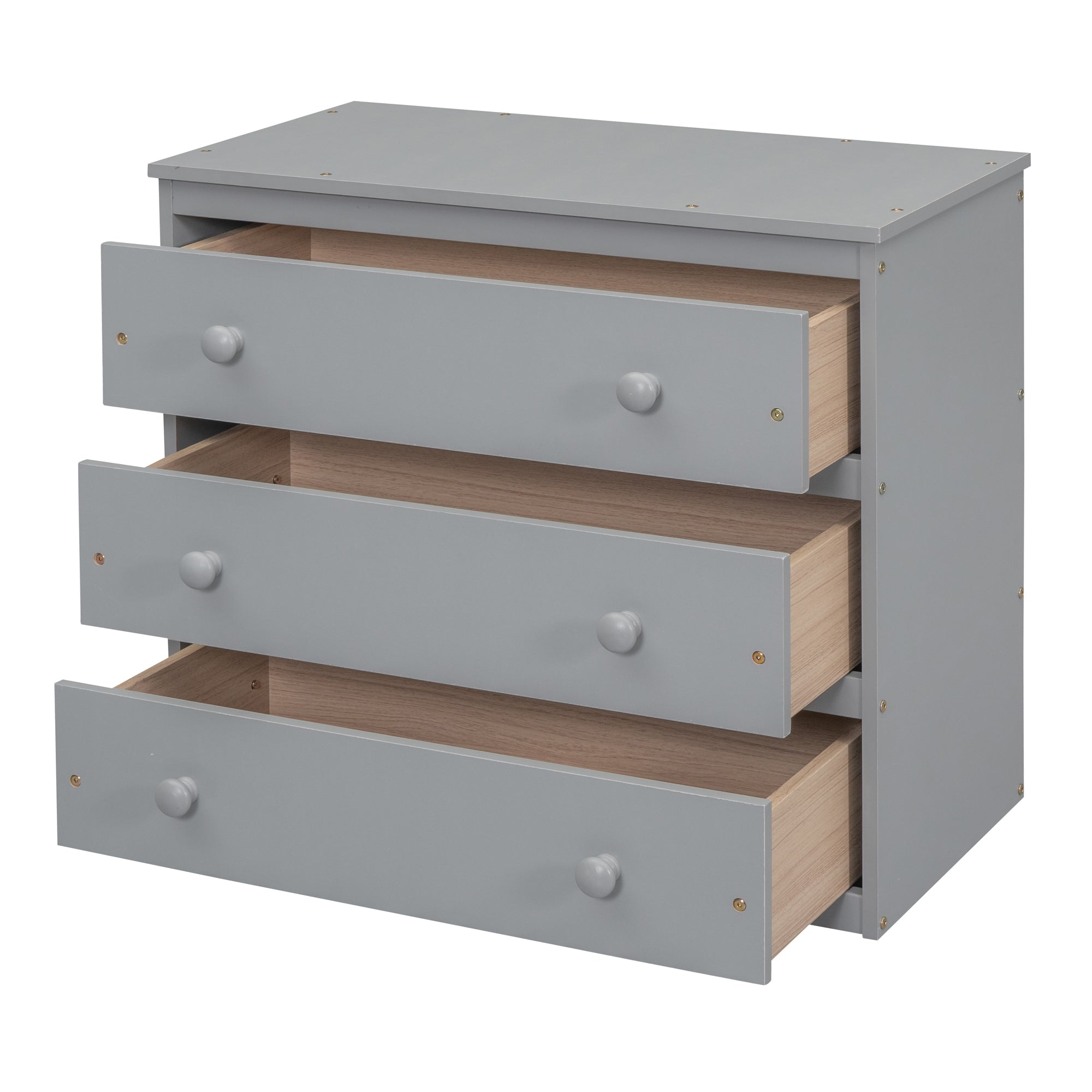 Twin Size Loft Bed with Retractable Writing Desk and 3 Drawers, Wooden Loft Bed with Storage Stairs and Shelves, Gray