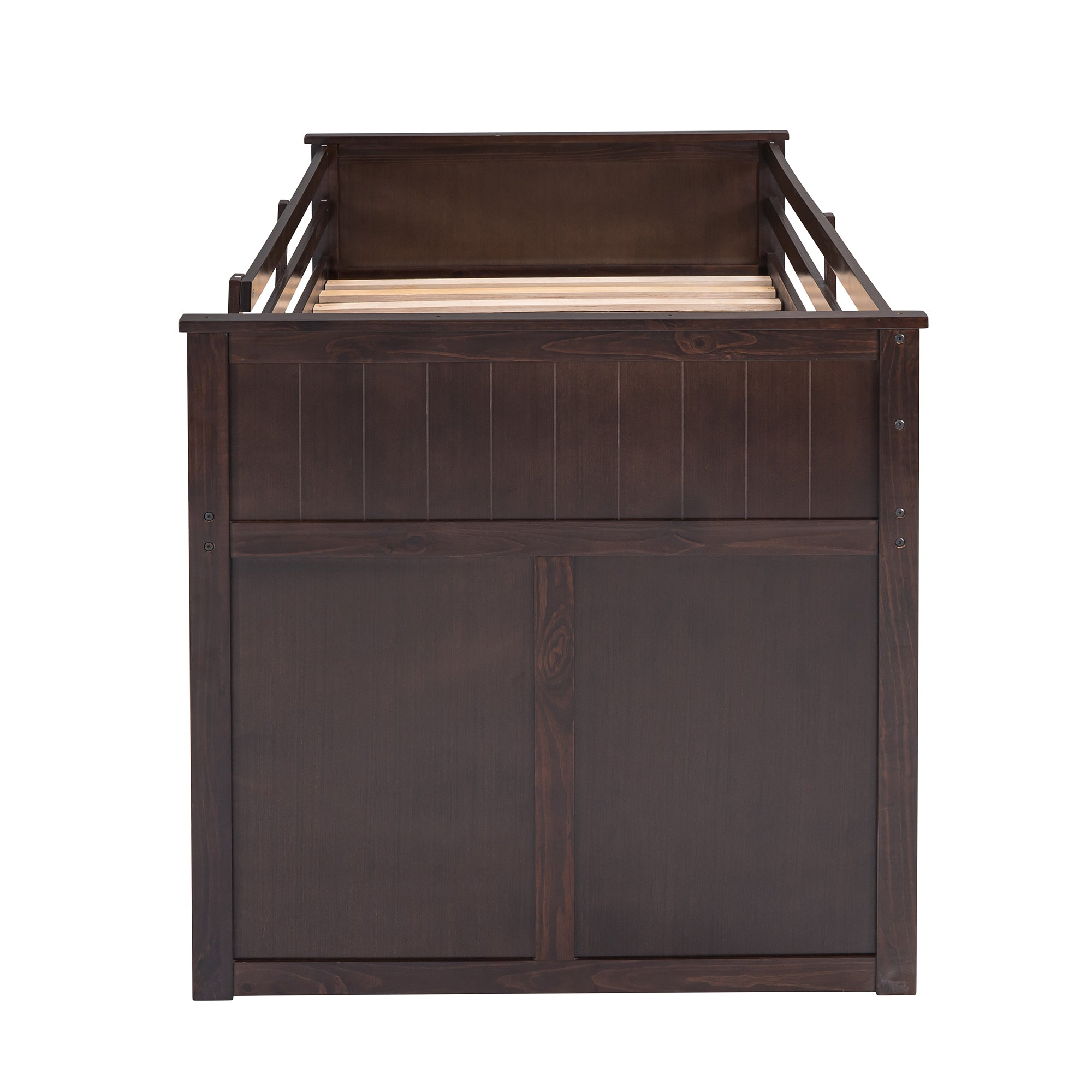 Loft Bed Low Study Twin Size Loft Bed With Storage Steps and Portable,Desk,Espresso(OLD SKU: LT000101AAP)
