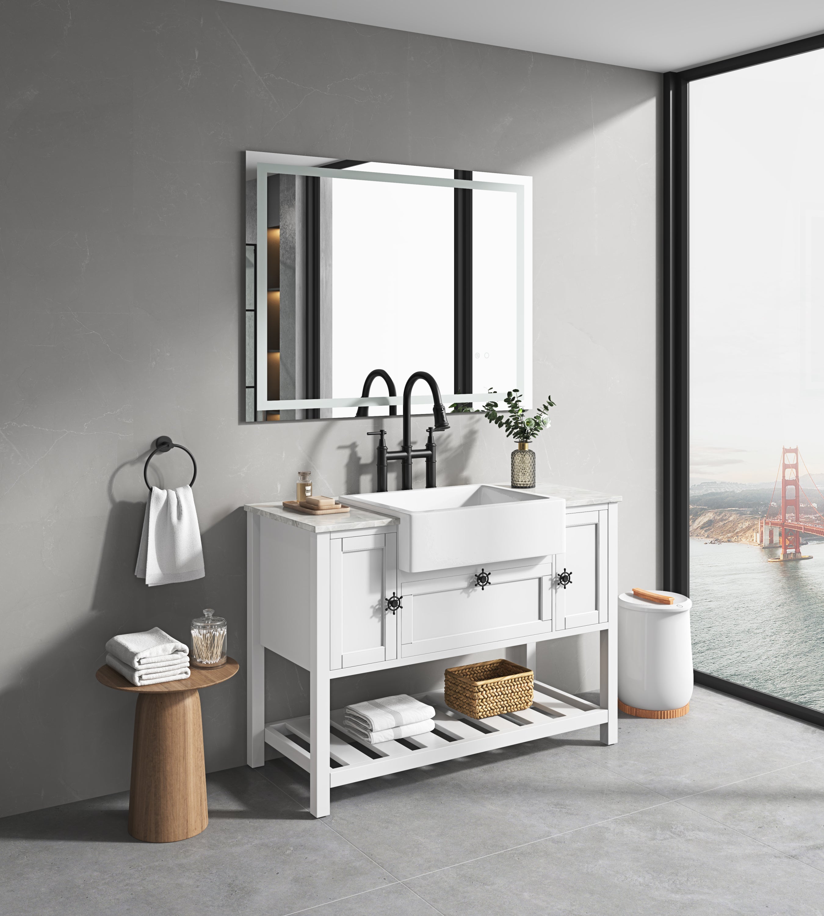 LED Bathroom Mirror  48 "x  36 " with Front and Backlight, Large Dimmable Wall Mirrors with Anti-Fog, Shatter-Proof, Memory, 3Colors, LED Vanity Mirror