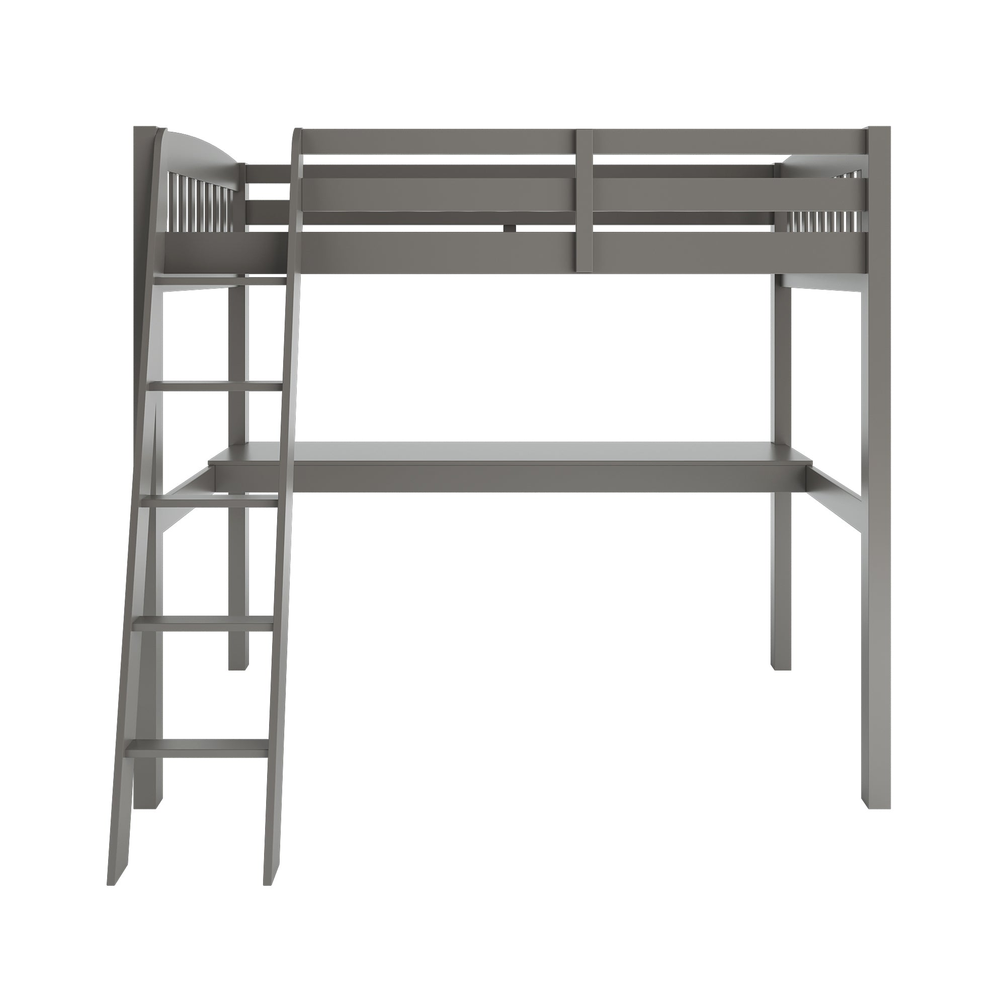 Yes4Wood Everest Grey High Loft Bed with Desk and Storage, Space Saver Full Size Kids Loft Bed with Stairs for Toddlers Assembled in Sturdy Solid Wood, No Box Spring Needed