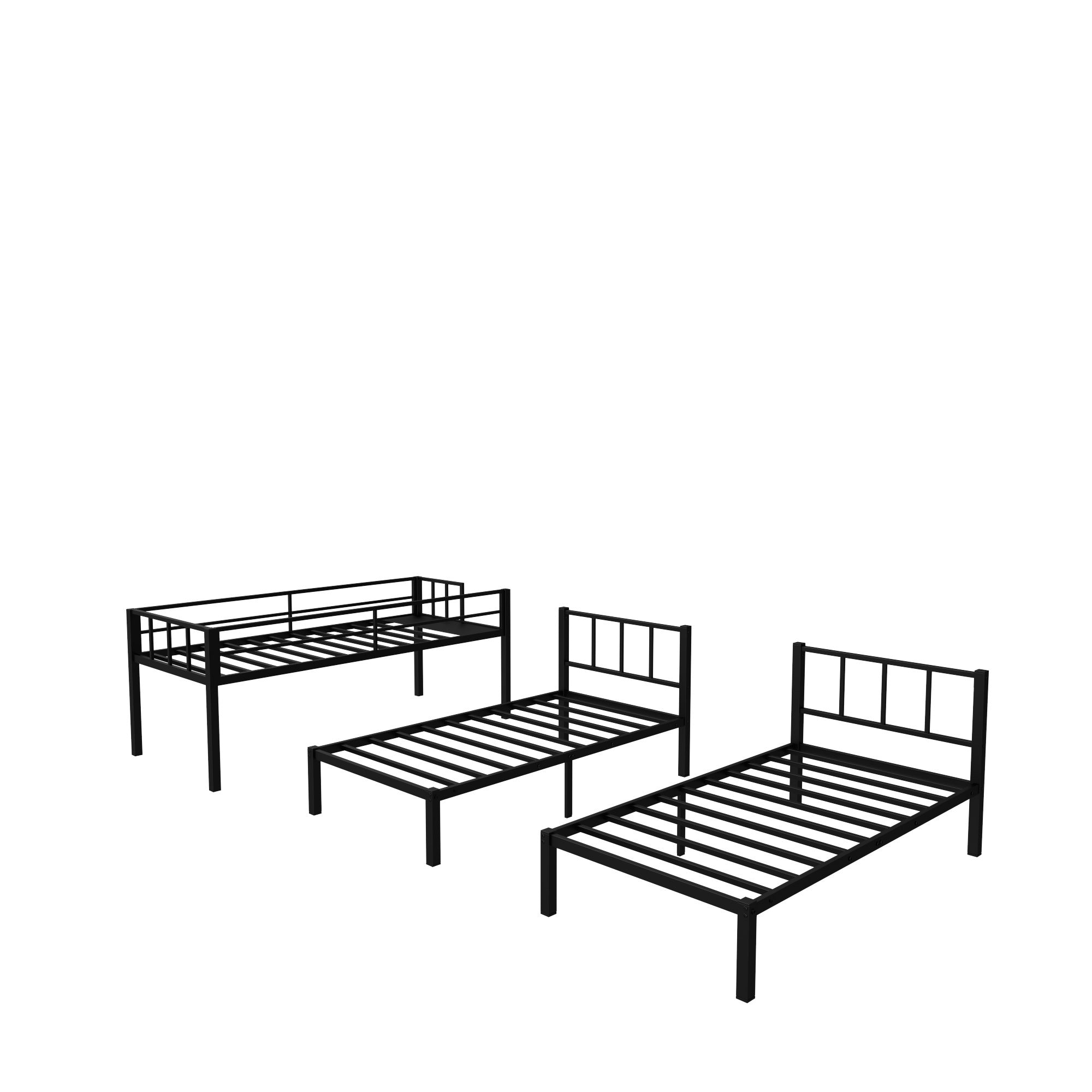 Twin over Twin & Twin Bunk Beds for 3, Twin XL over Twin & Twin Bunk Bed Metal Triple Bunk Bed, Black(Pre-sale date: October 31st)