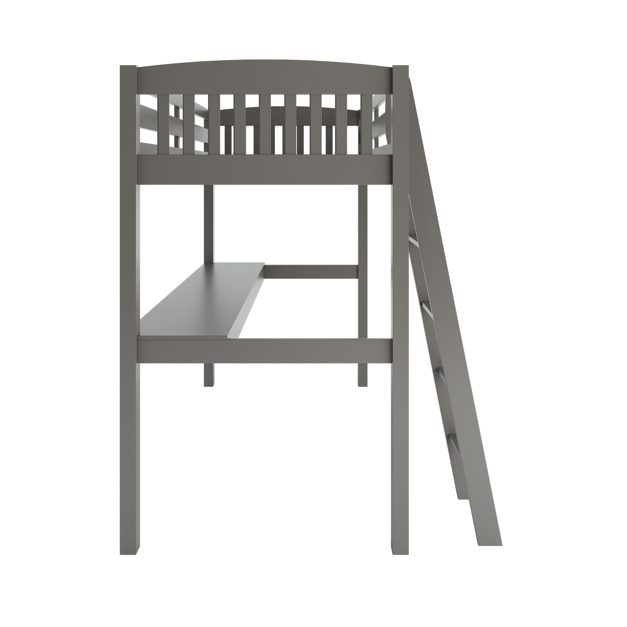 Yes4Wood Everest Grey High Loft Bed with Desk and Storage, Space Saver Full Size Kids Loft Bed with Stairs for Toddlers Assembled in Sturdy Solid Wood, No Box Spring Needed