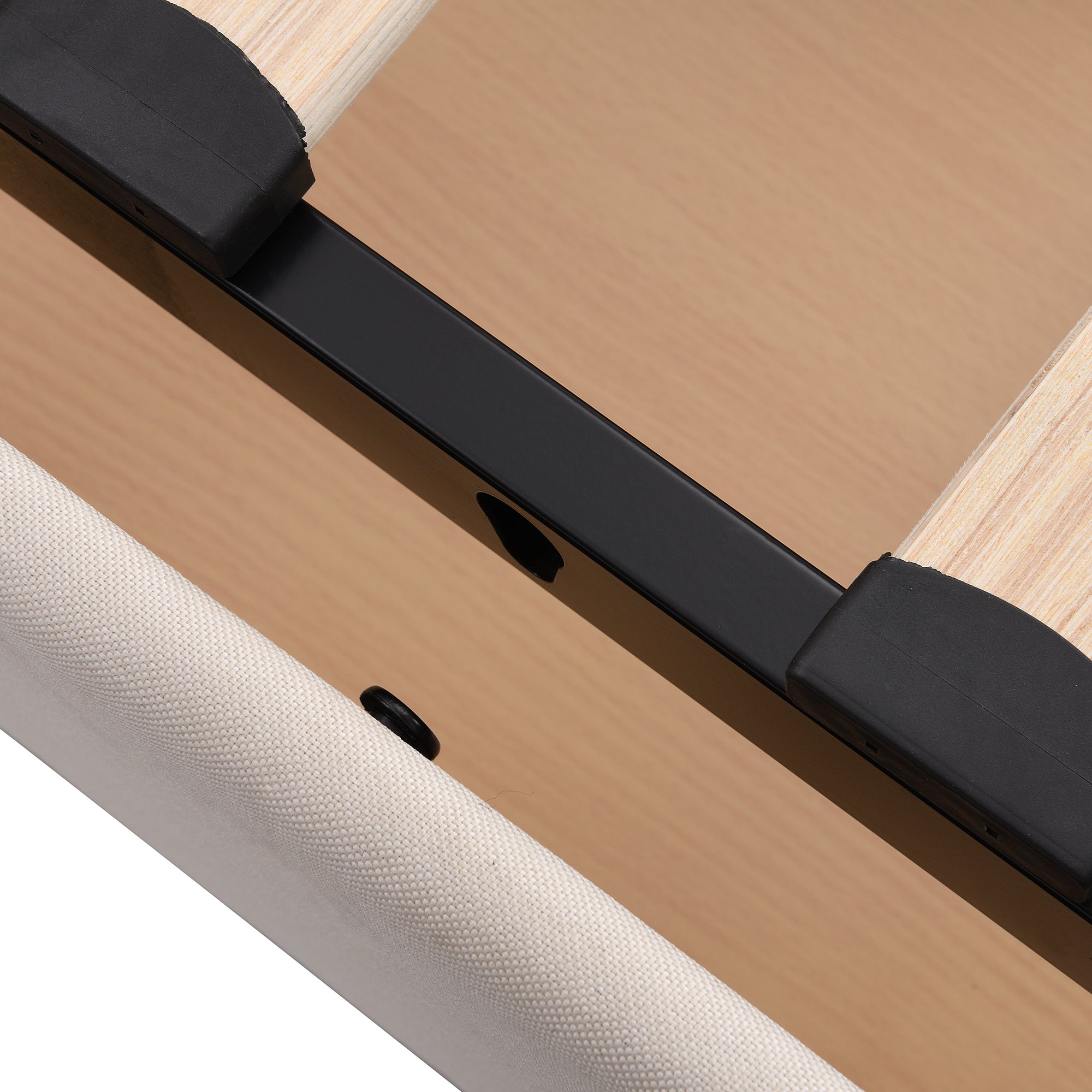 Queen Size Upholstered Bed with LED Light and 4 Drawers,  Modern Platform Bed with a set of Sockets and USB Ports, Linen Fabric, Beige