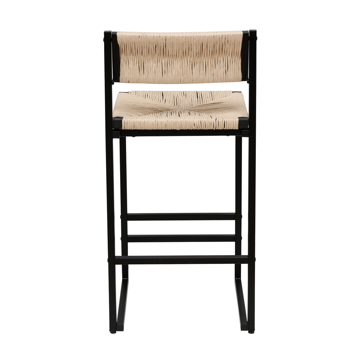Creamy White Paper Rope Woven Bar Stools Set of 2 Hand Weave Counter Stool with footrest for Kitchen Island, Dining Room (Creamy White)
