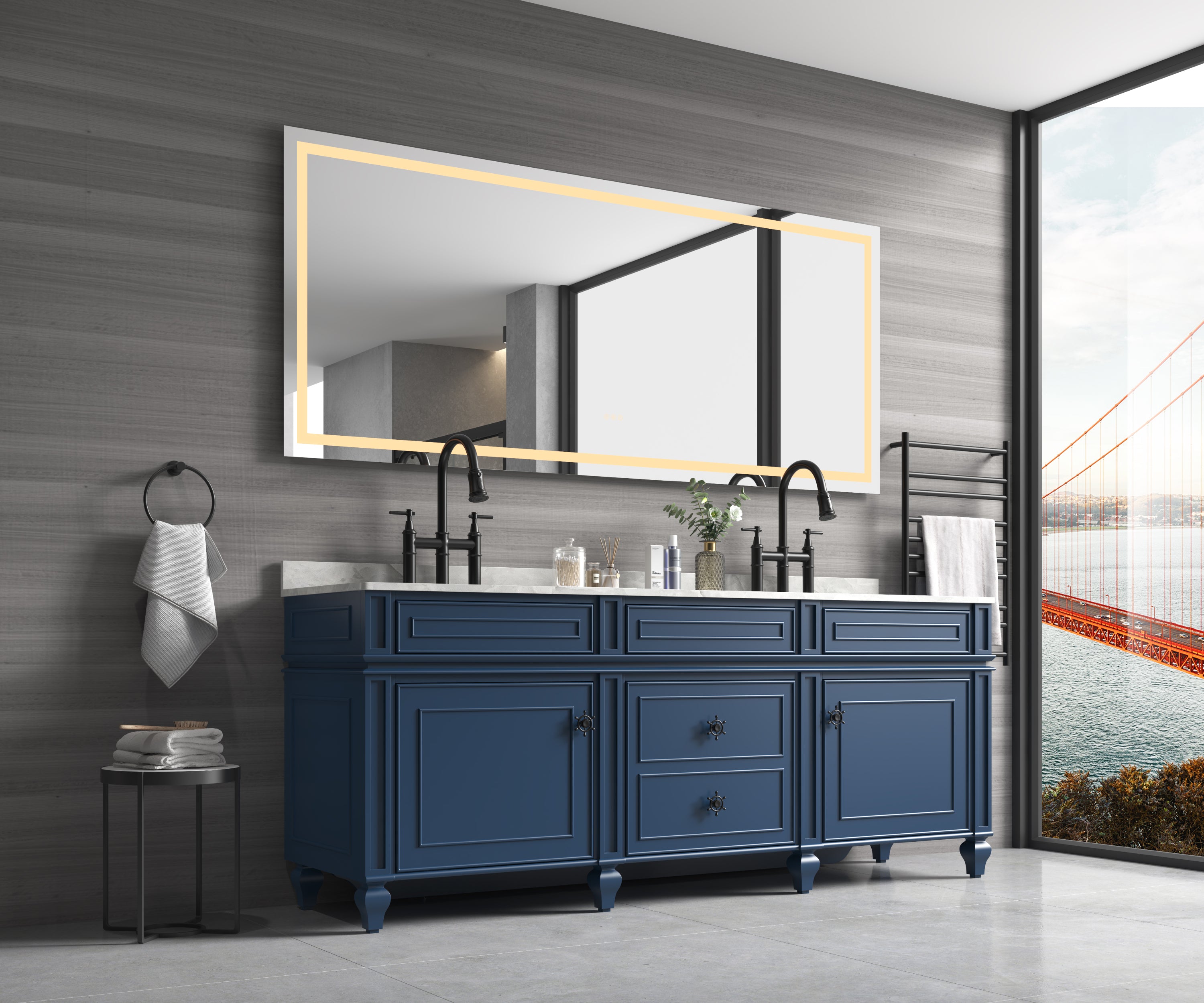72 in. W x 36 in. H Frameless LED Single Bathroom Vanity Mirror in Polished Crystal  Bathroom Vanity LED Mirror with 3 Color Lights Mirror for Bathroom Wall Inch Smart Lighted Vanity Mirrors Dimm