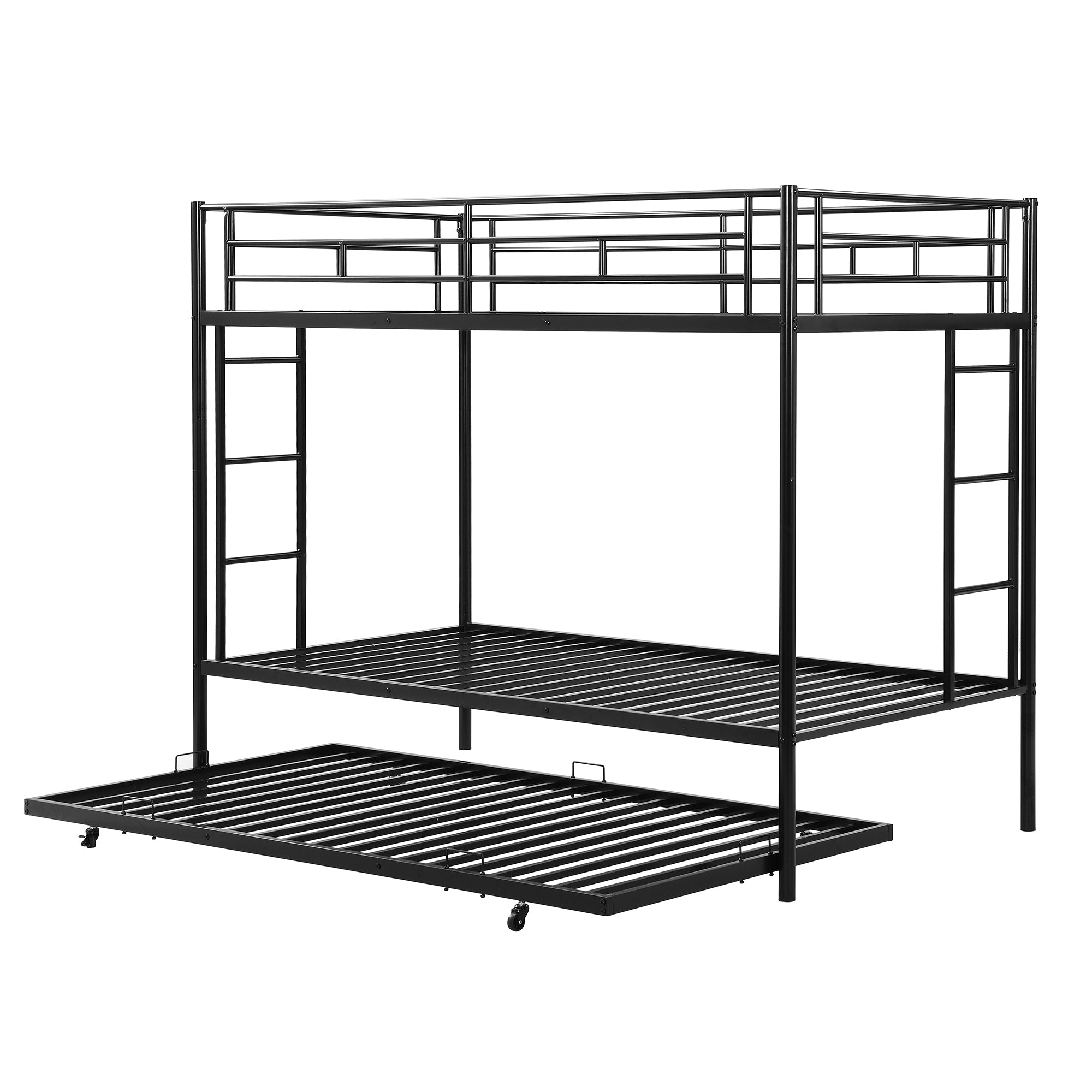 Twin over Twin Bunk Bed with Trundle, Black