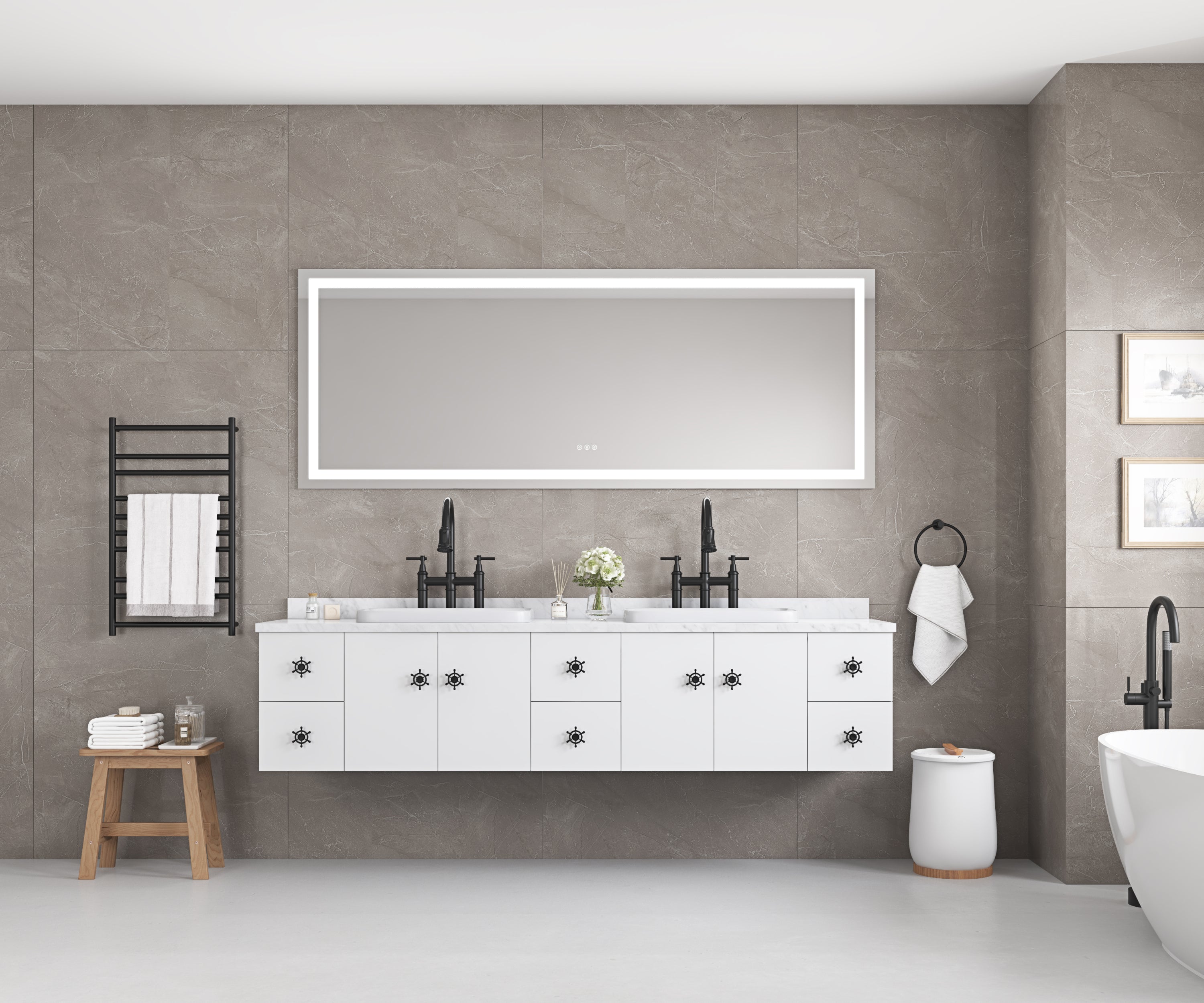 LED Bathroom Mirror 72  "x   36" with Front and Backlight, Large Dimmable Wall Mirrors with Anti-Fog, Shatter-Proof, Memory, 3 Colors, LED Vanity Mirror
