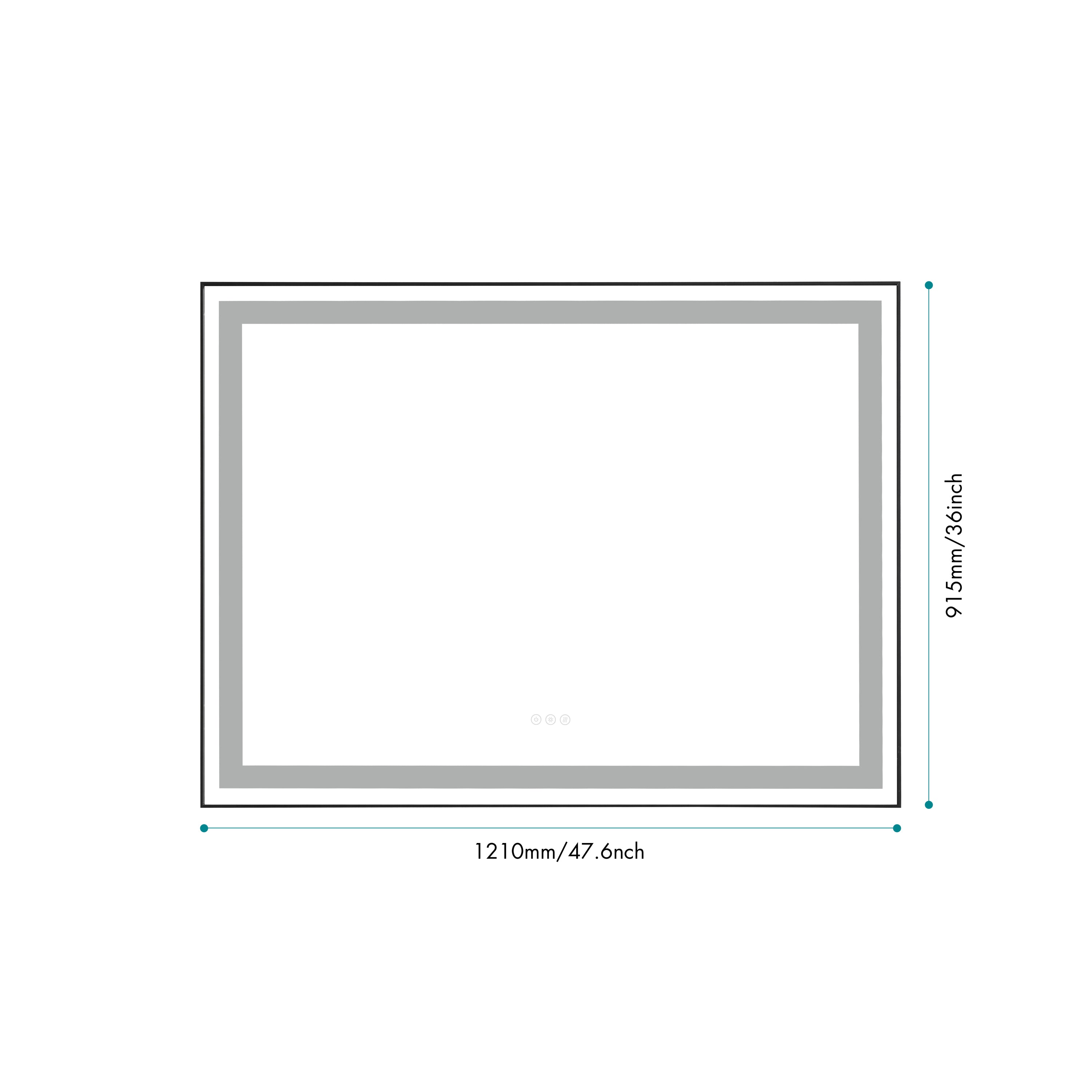 48*36 LED Lighted Bathroom Wall Mounted Mirror with High Lumen+Anti-Fog Separately Control