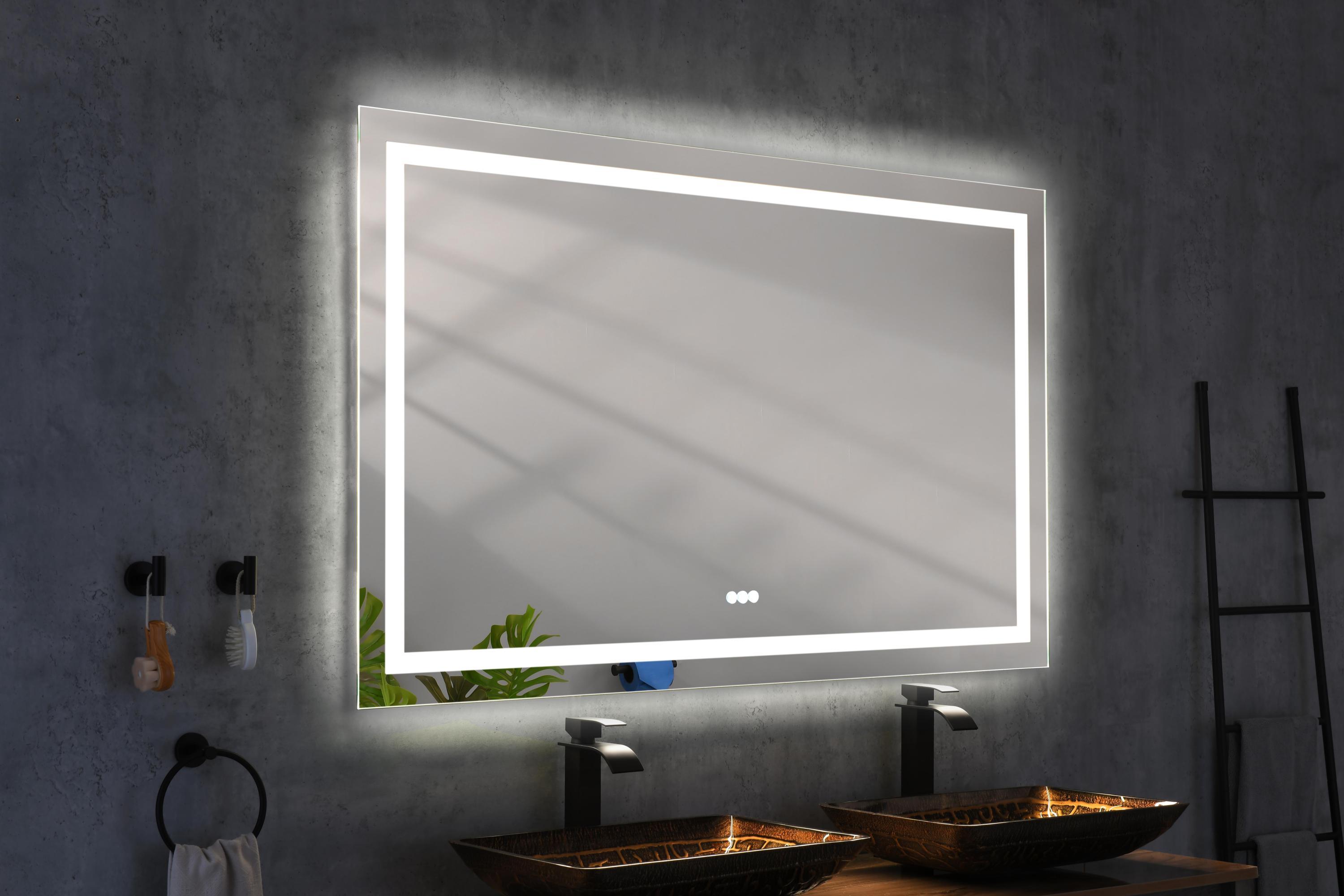 LED Bathroom Mirror  60 "x 36  " with Front and Backlight, Large Dimmable Wall Mirrors with Anti-Fog, Shatter-Proof, Memory, 3 Colors, LED Vanity Mirror