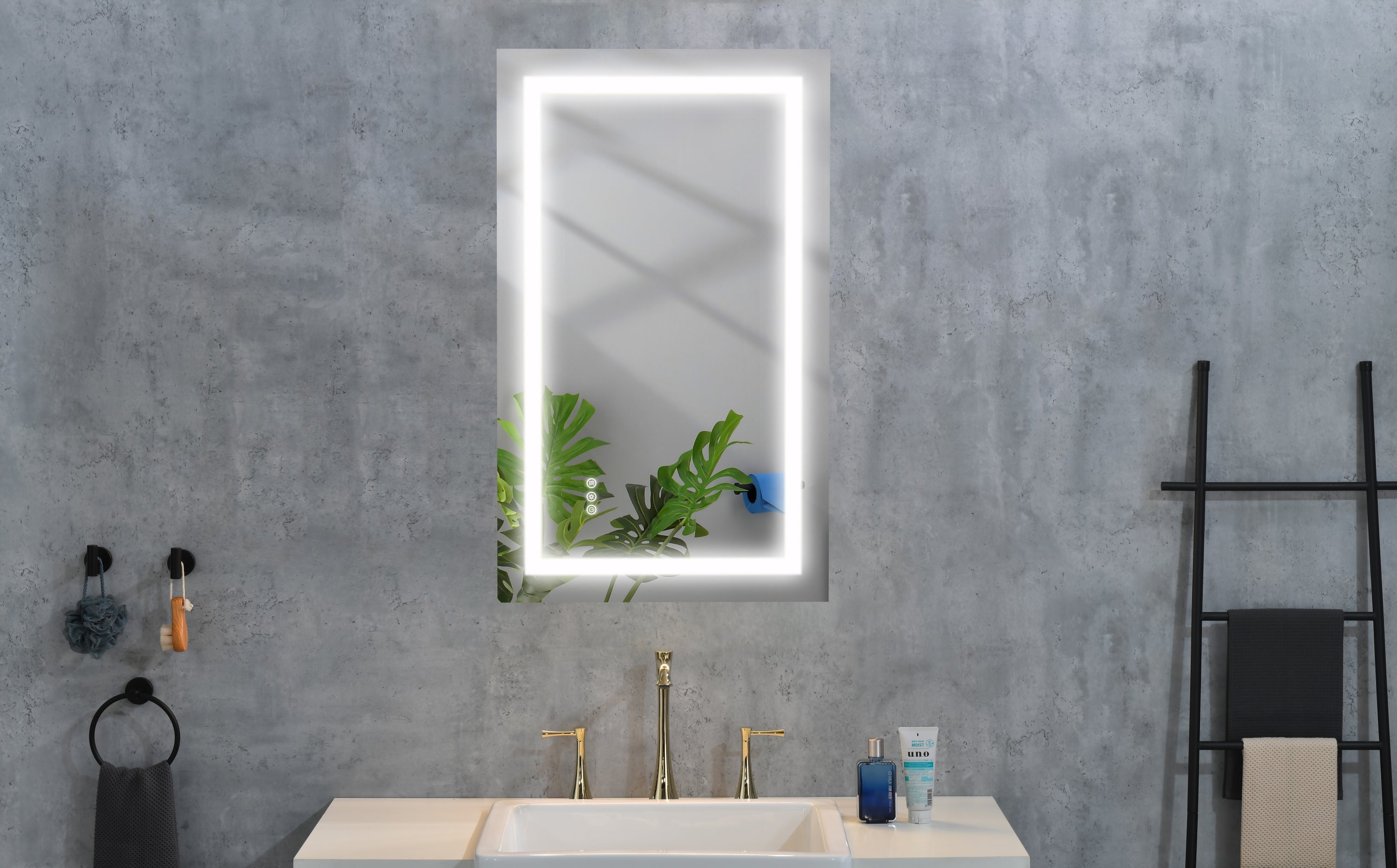 LED Bathroom Mirror  36 "x 30  " with Front and Backlight, Large Dimmable Wall Mirrors with Anti-Fog, Shatter-Proof, Memory, 3 Colors, LED Vanity Mirror