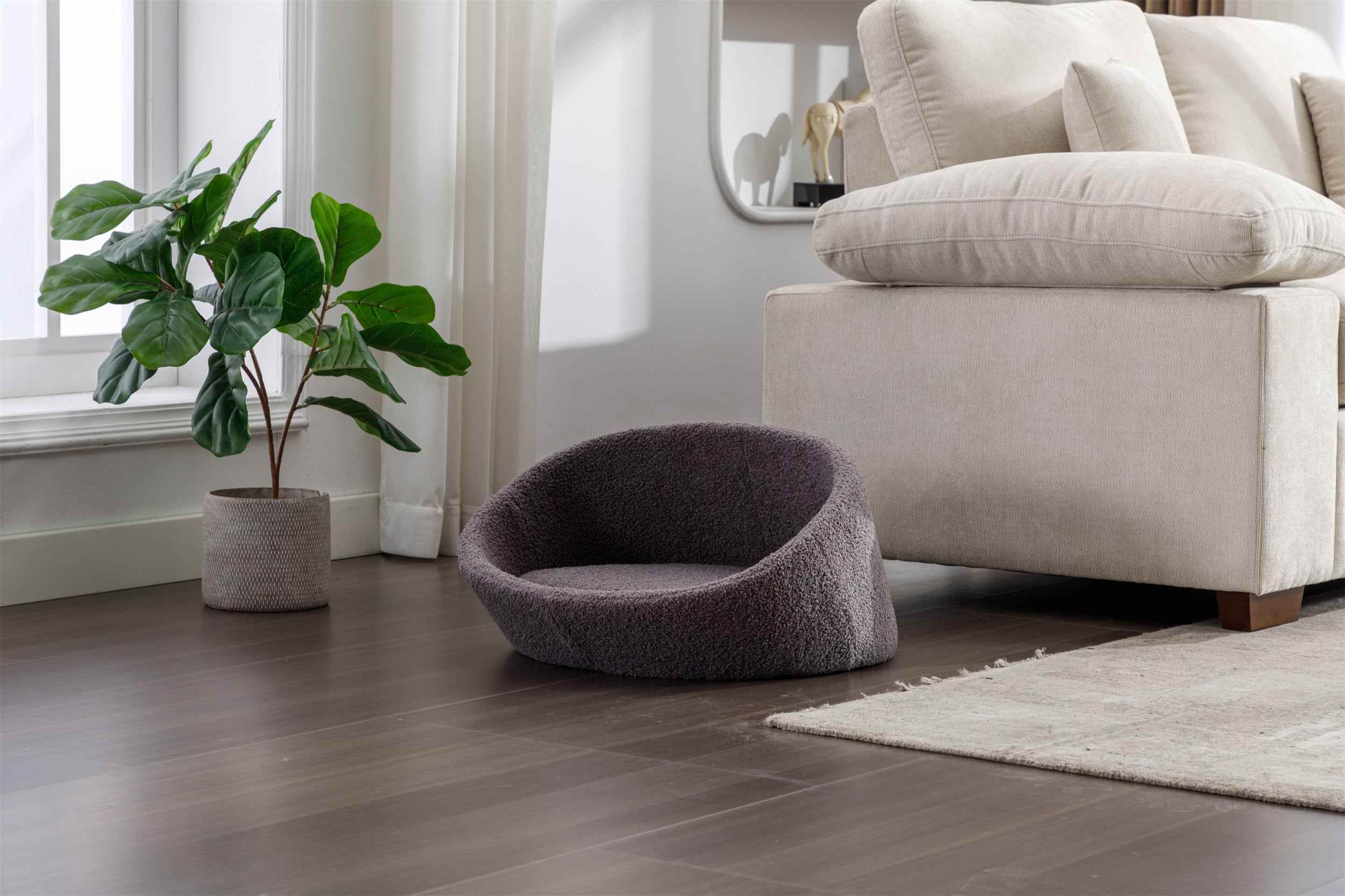 PANGPANG Cat Bed Pet Sofa With Solid Wood frame, Cashmere cover,Mid Size,GREY