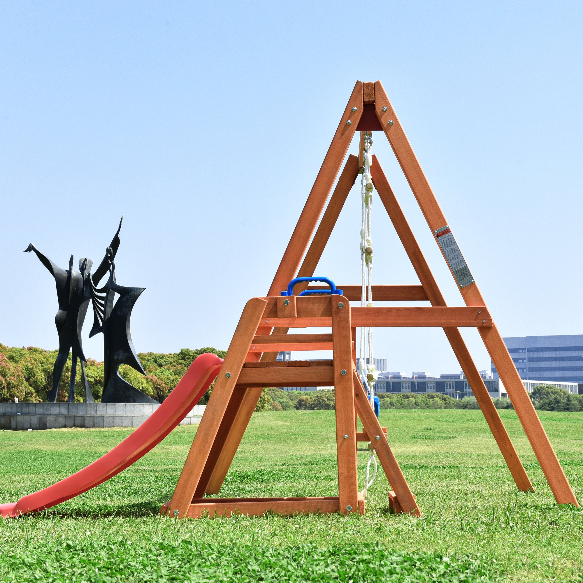 Wooden Swing-N-Slide Set: Ideal for Backyard Fun with Slide, Swings, and Climber. Toddler-Friendly and Easy to Assemble