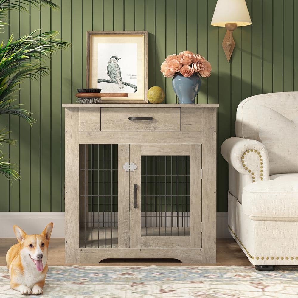 30'' Furniture Style Dog Crate with Drawer & Double Doors