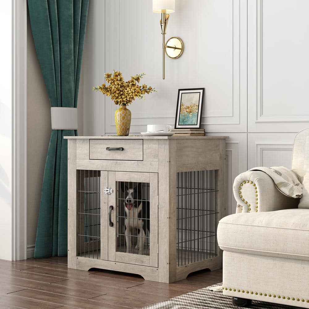 30'' Furniture Style Dog Crate with Drawer & Double Doors