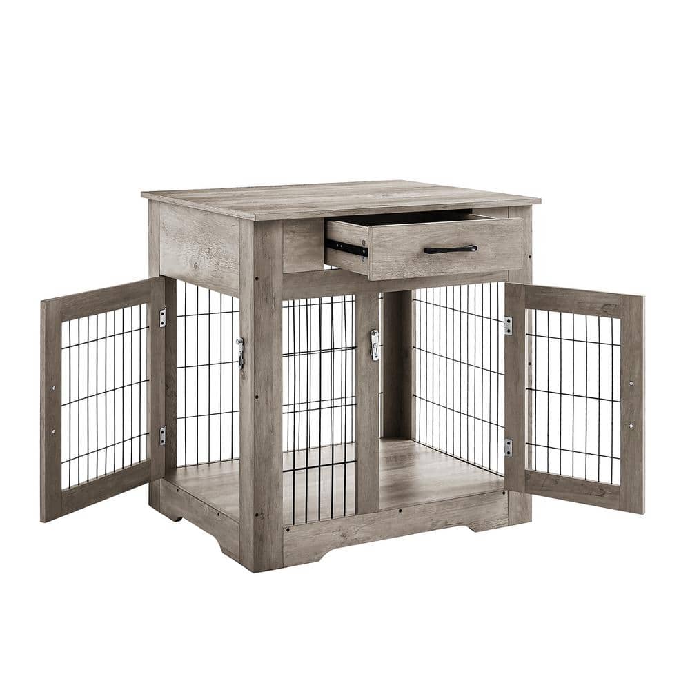 30'' Furniture Style Dog Crate with Drawer & Double Doors