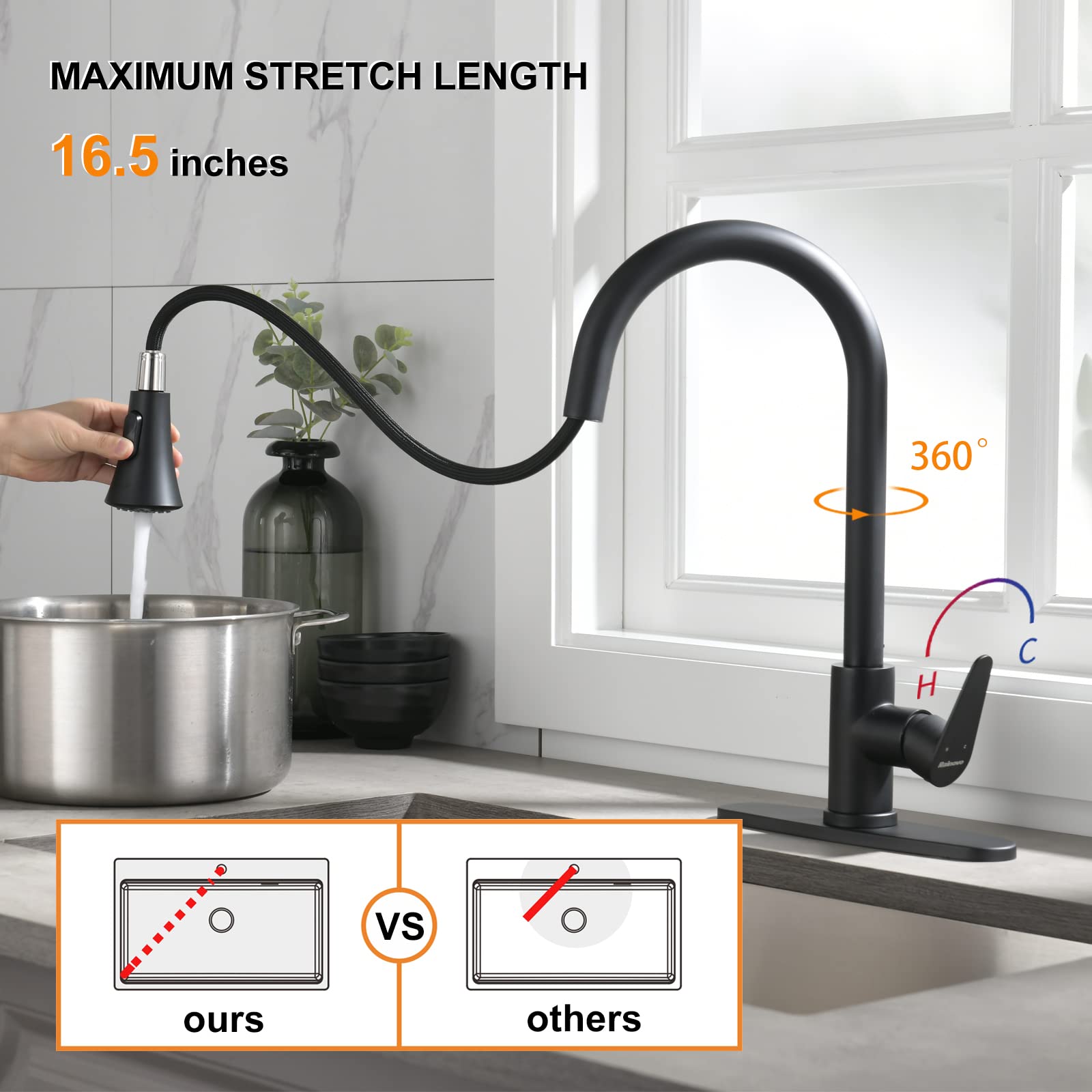 Kitchen Faucet with Pull Down Sprayer 2 Modes High