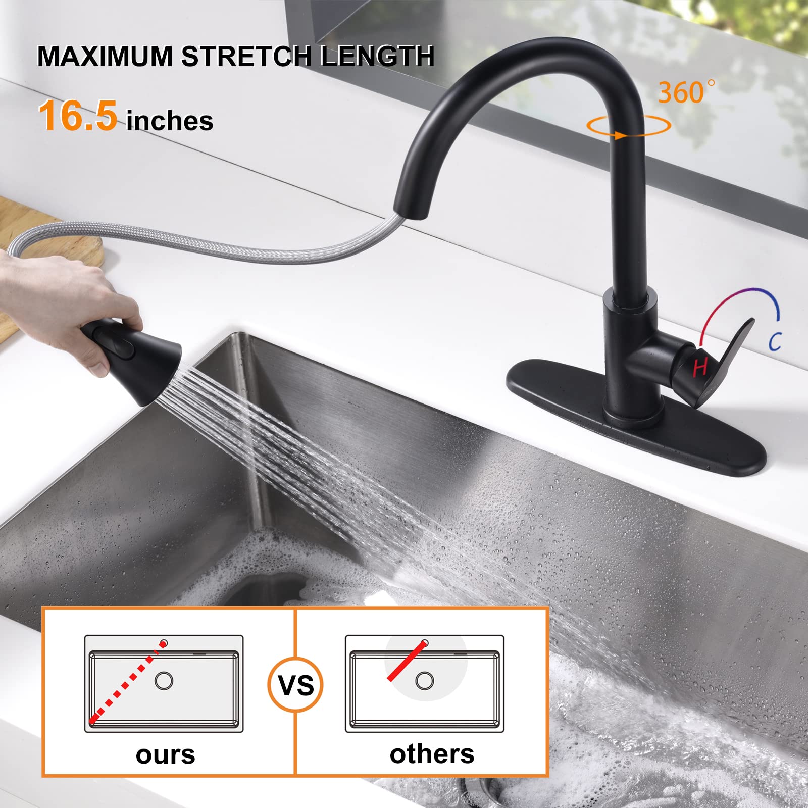 Kitchen Faucet with Pull Down Sprayer 2 Modes