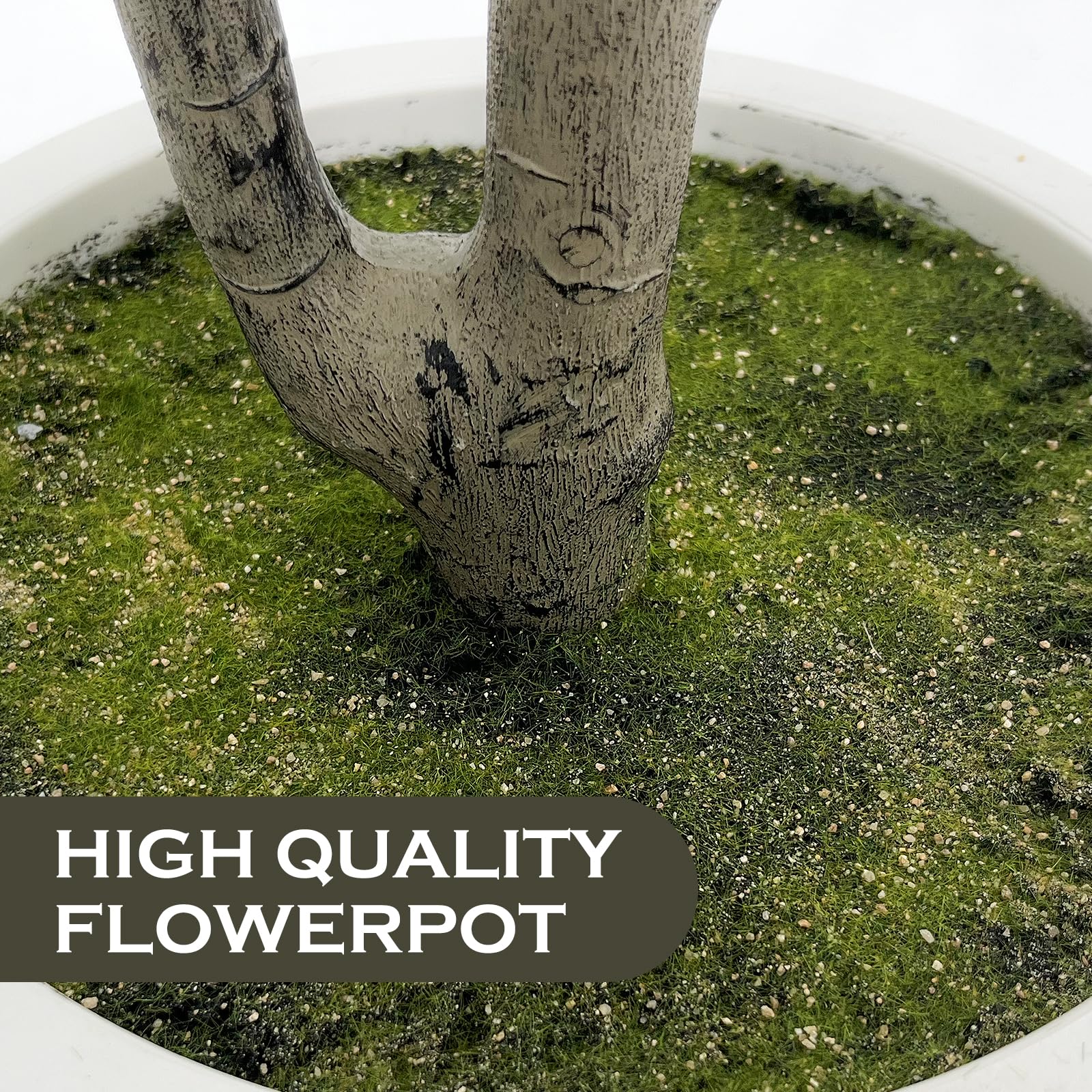 Olive Trees Artificial Indoor with Large White Planter and Natural Wood Trunk and Realistic Leaves