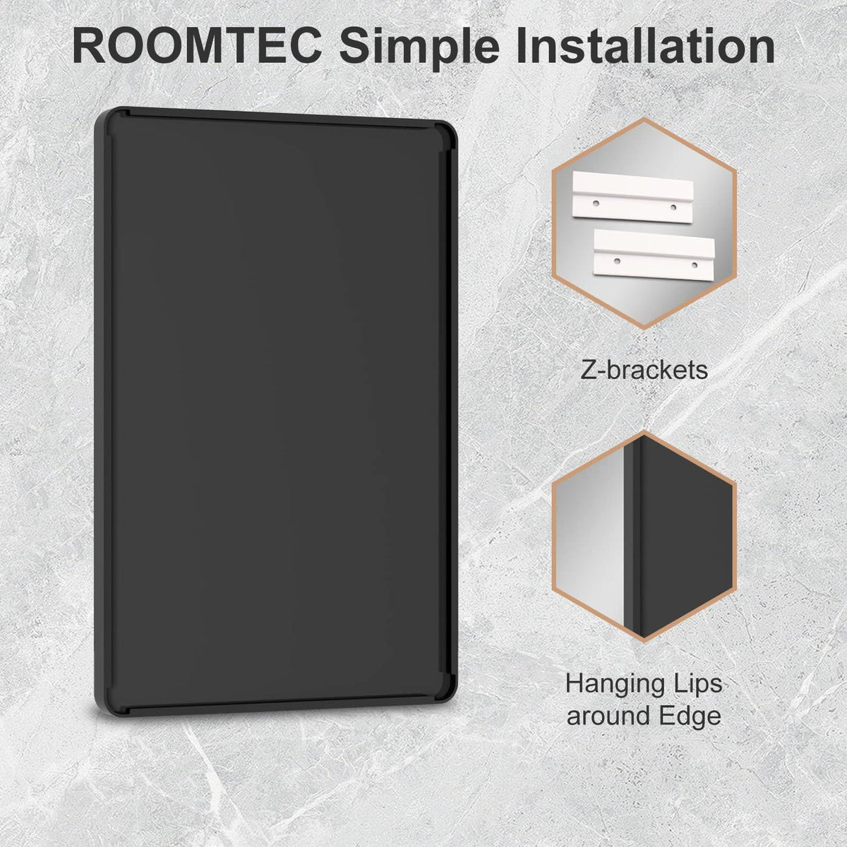Tempered Glass Rounded Rectangle Framed Wall-Mounted Bathroom Vanity Mirror