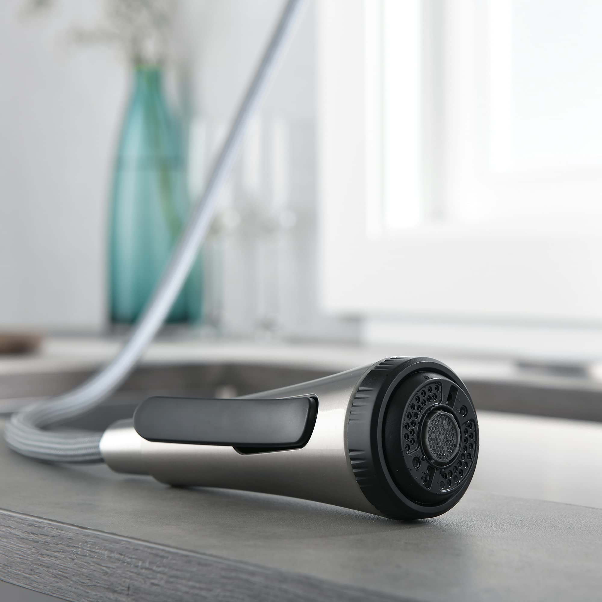 4 Mode Pull Down Sprayer Kitchen Faucet Brushed Nickel with Aquablade Function