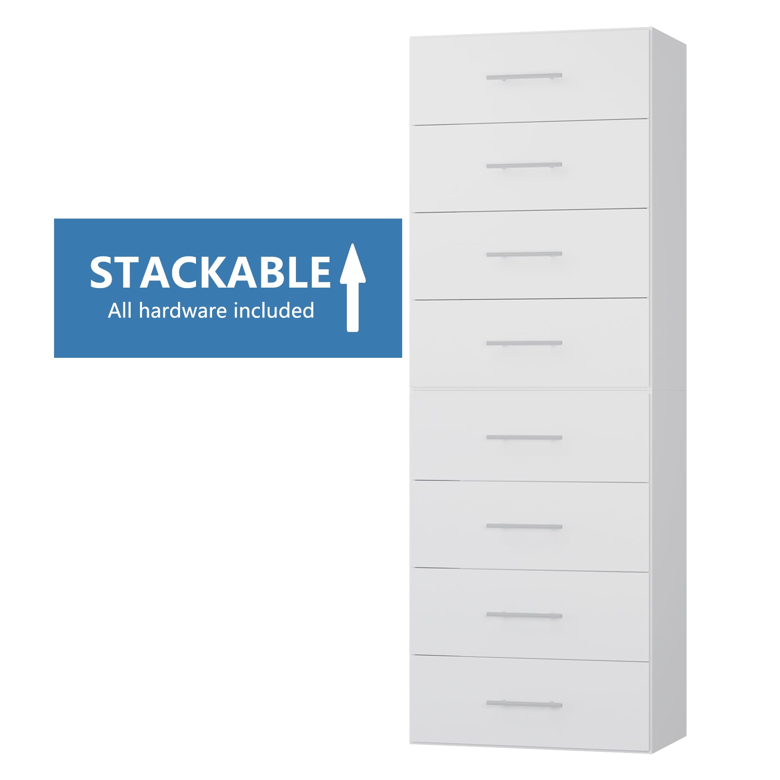 31.5 in. W White Walk-In Modular 4 Drawers Short Tower Unit with No Shelf, Wall Mount Wood Closet System