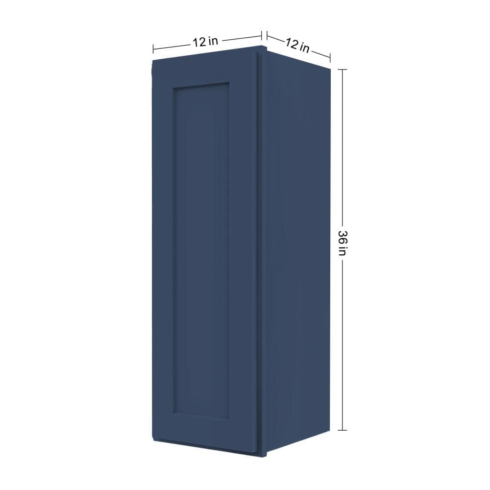 Easy-DIY 12 in. W x 12 in. D x 36 in. H Ready to Assemble Wall Kitchen Cabinet in Shaker Navy 1-Door-2 Shelves